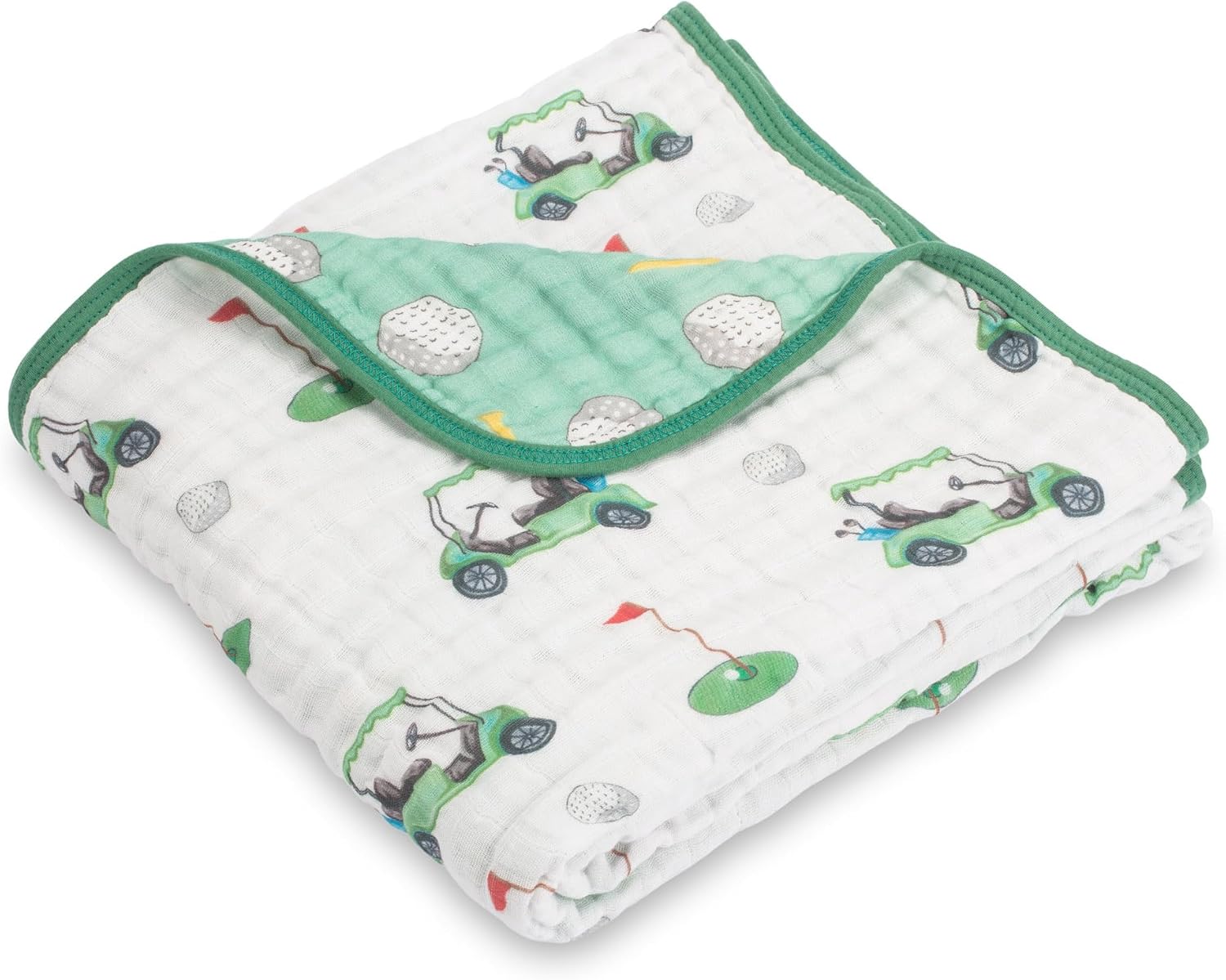 LollyBanks Golf Print Muslin Blanket 47x47 6 Layers Organic Cotton