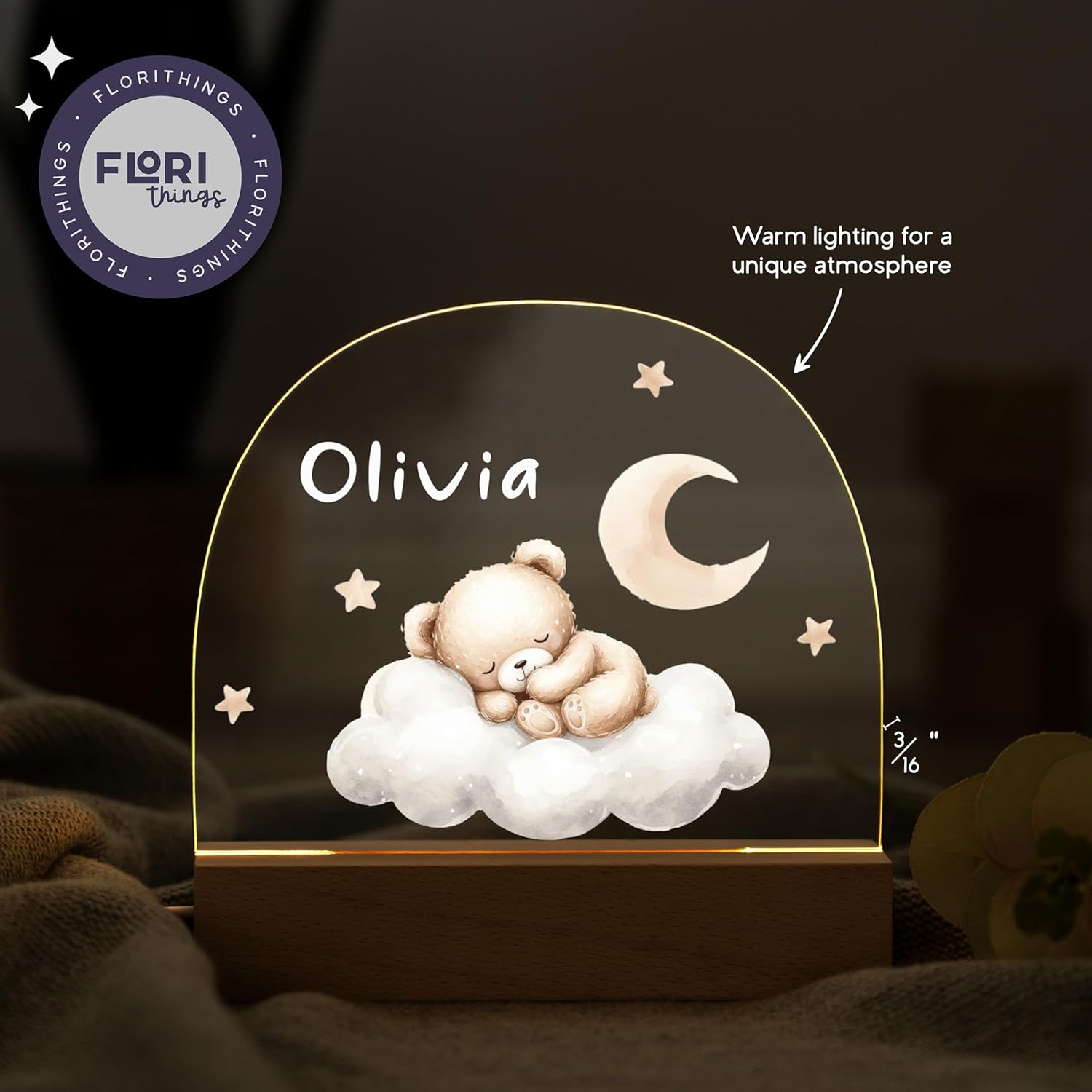 Personalized Baby Bear Night Light with Name 1