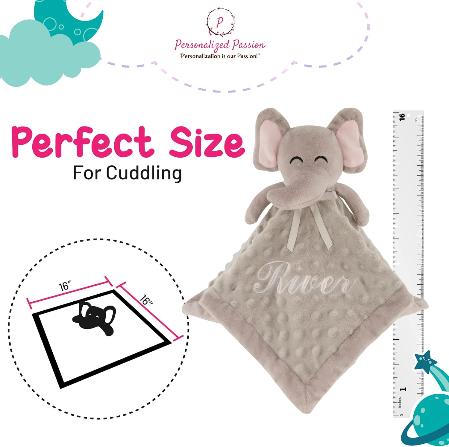Personalized Baby Blanket Lovey with Custom Embroidered Name - Soft and Comfy Security Blanket
