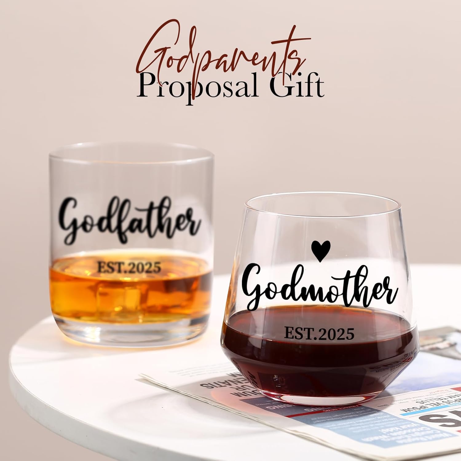 Physkoa Godparents Proposal Glass Set 4 Piece