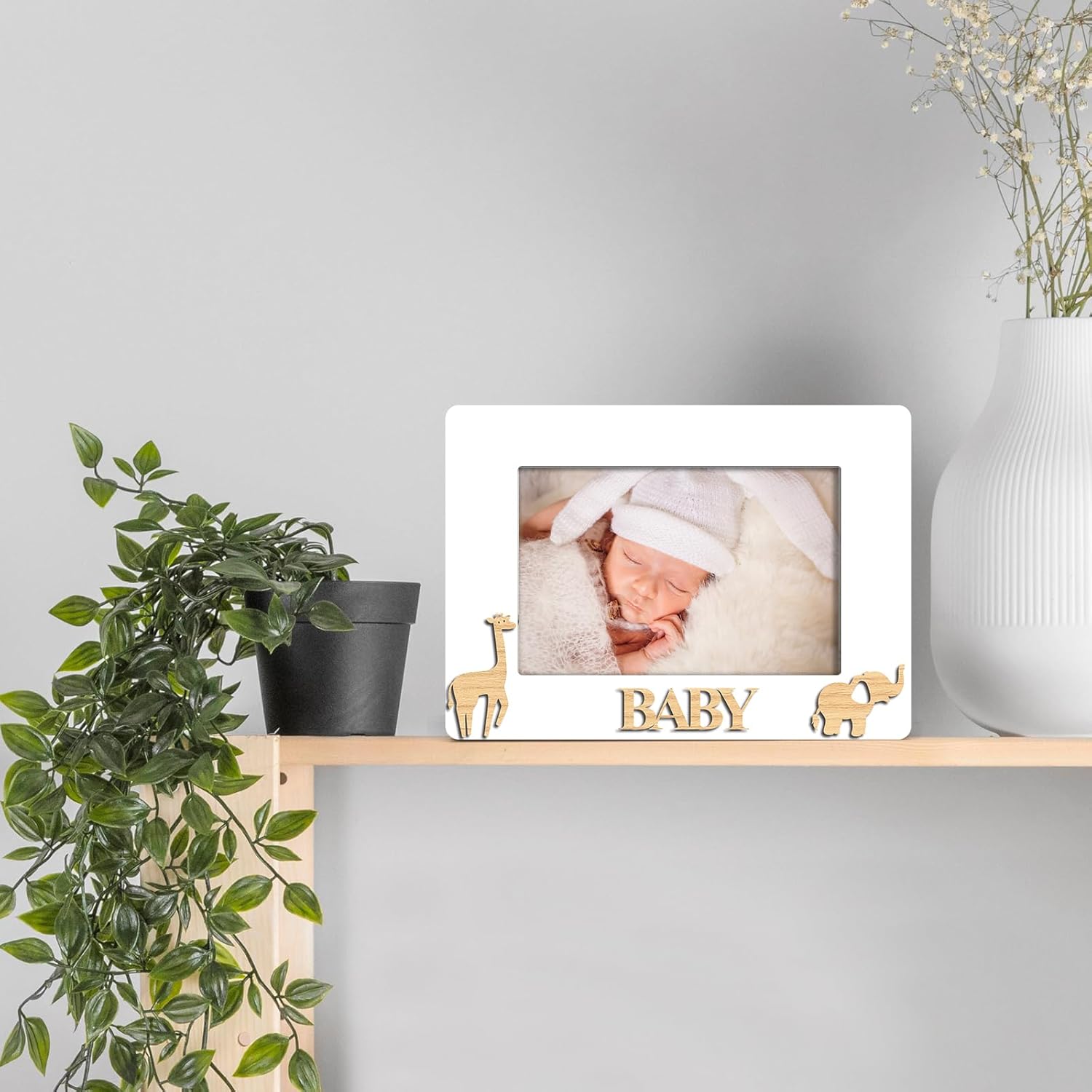 OXEDP Baby Memories Picture Frame with Giraffe Elephant Design 1