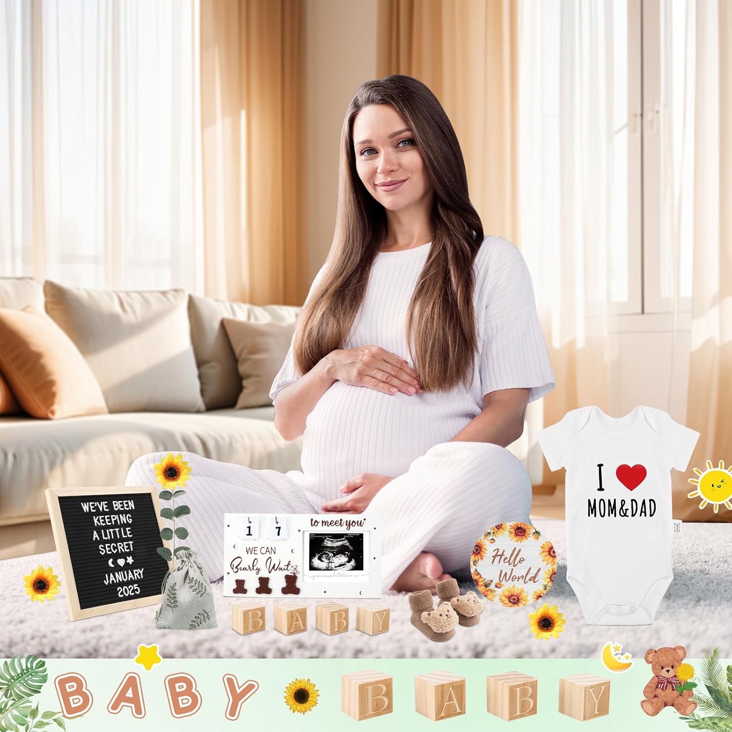 OFUSUY 11 Pcs Pregnancy Announcement Set 1
