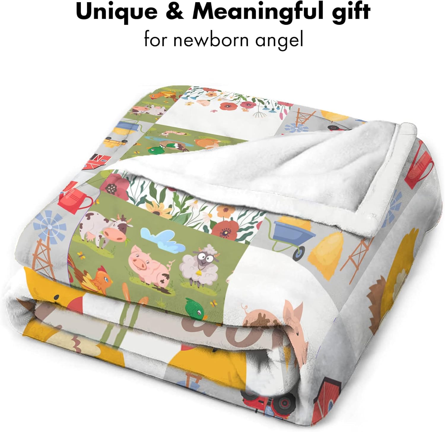 VibeCustom Personalized Farm Animal Baby Blanket