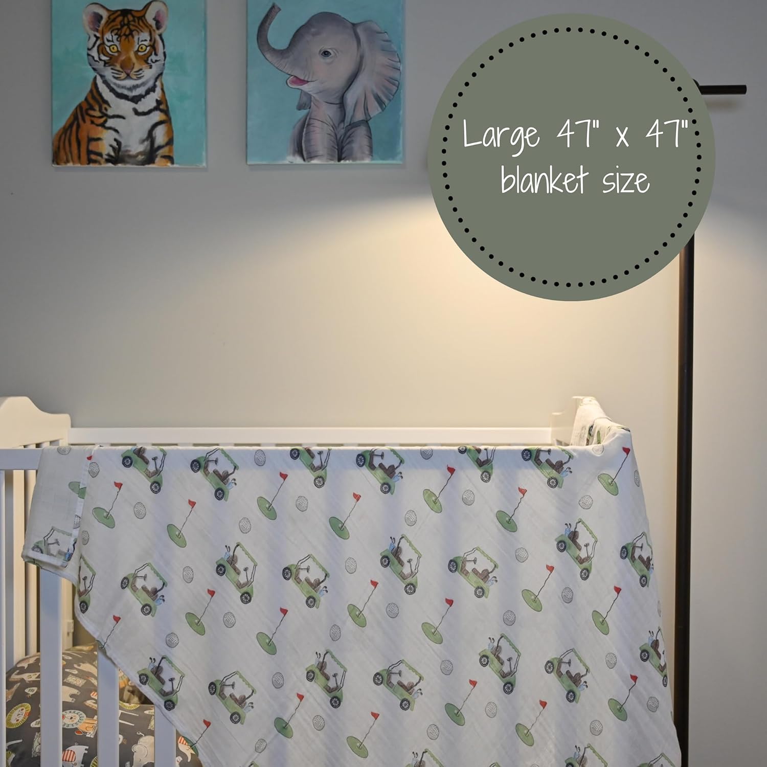 LollyBanks Golf Print Swaddle Blanket - 47x47 Inches