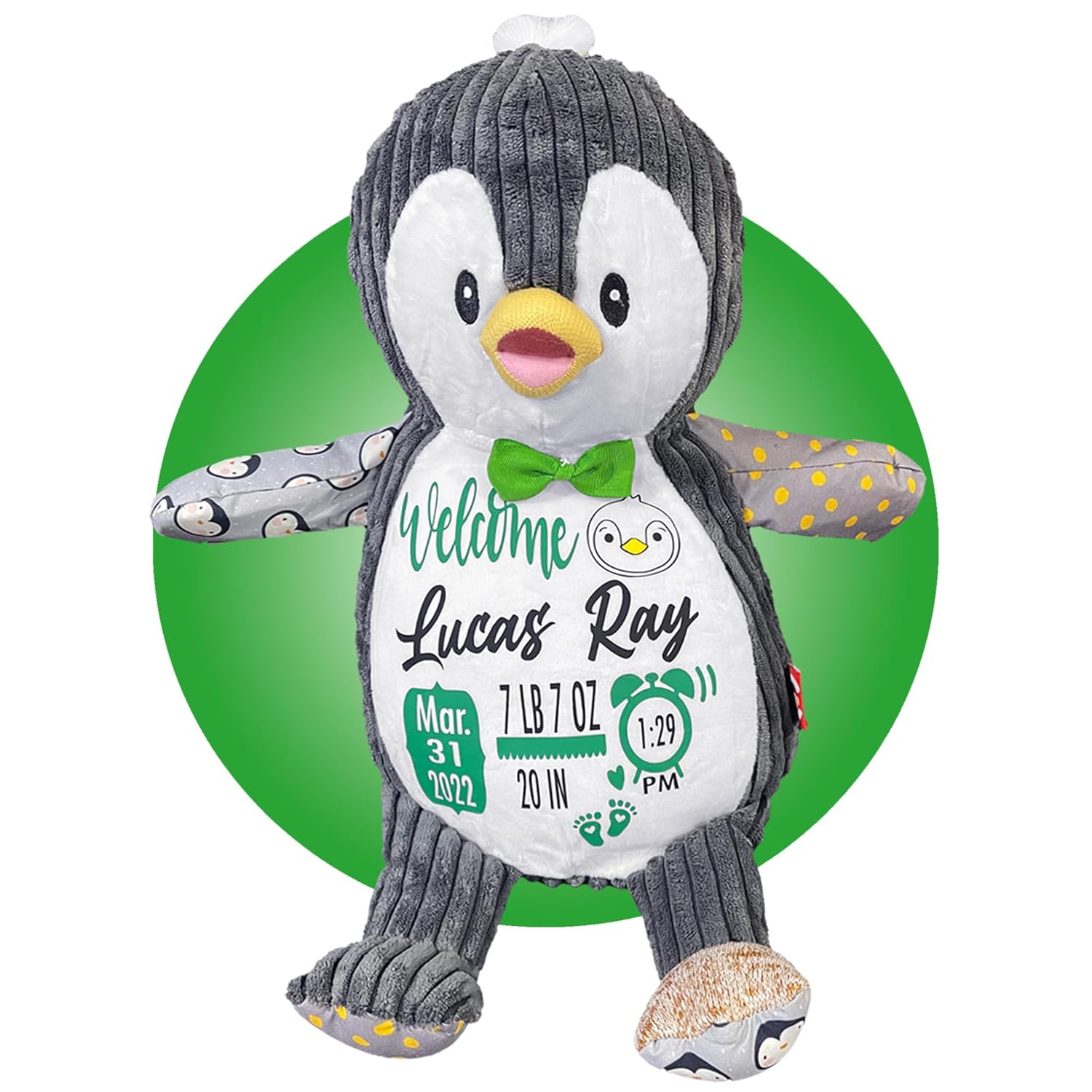 Personalized Baby Stats Penguin Plushie - Birth Announcement Keepsake 1