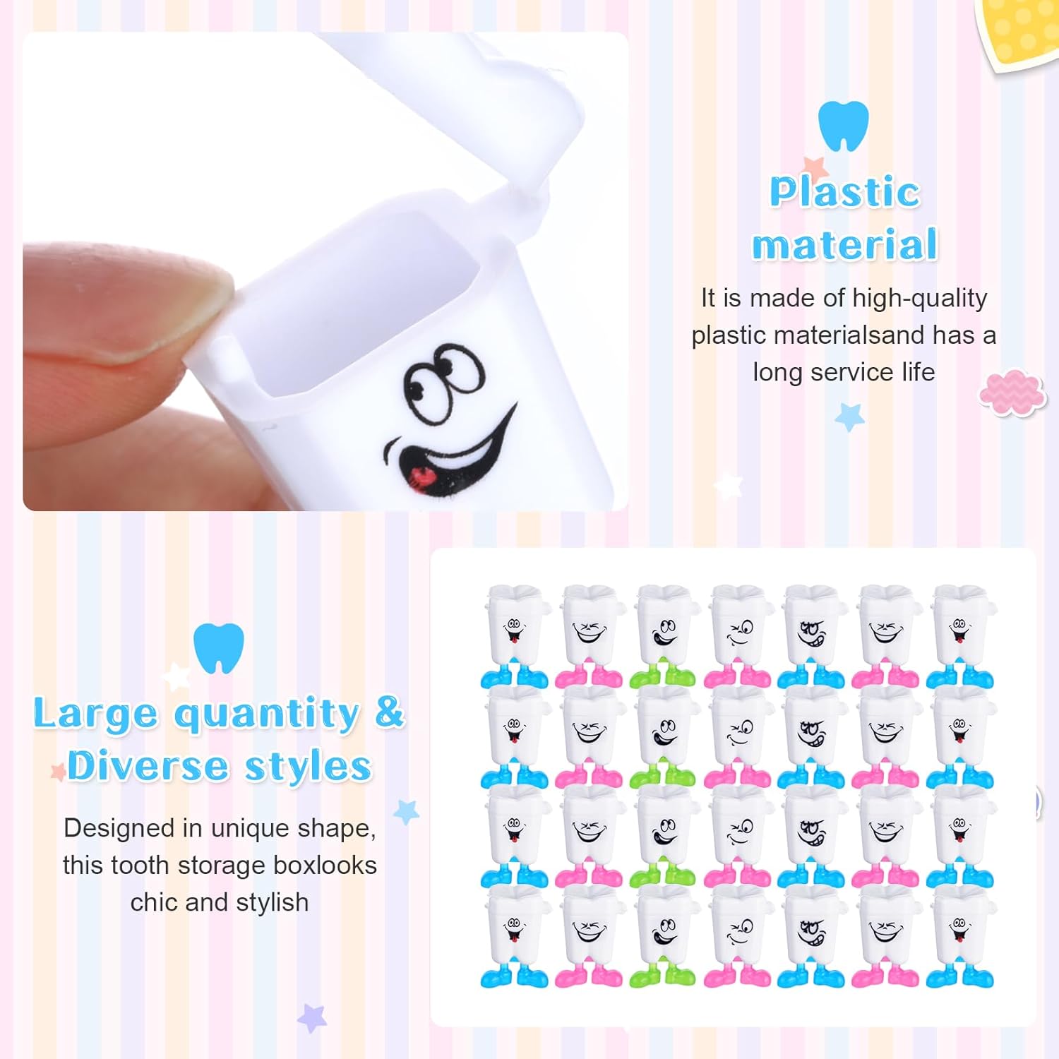 Yaomiao 30 Pcs Baby Teeth Storage Necklace Organizer Container with Lanyard