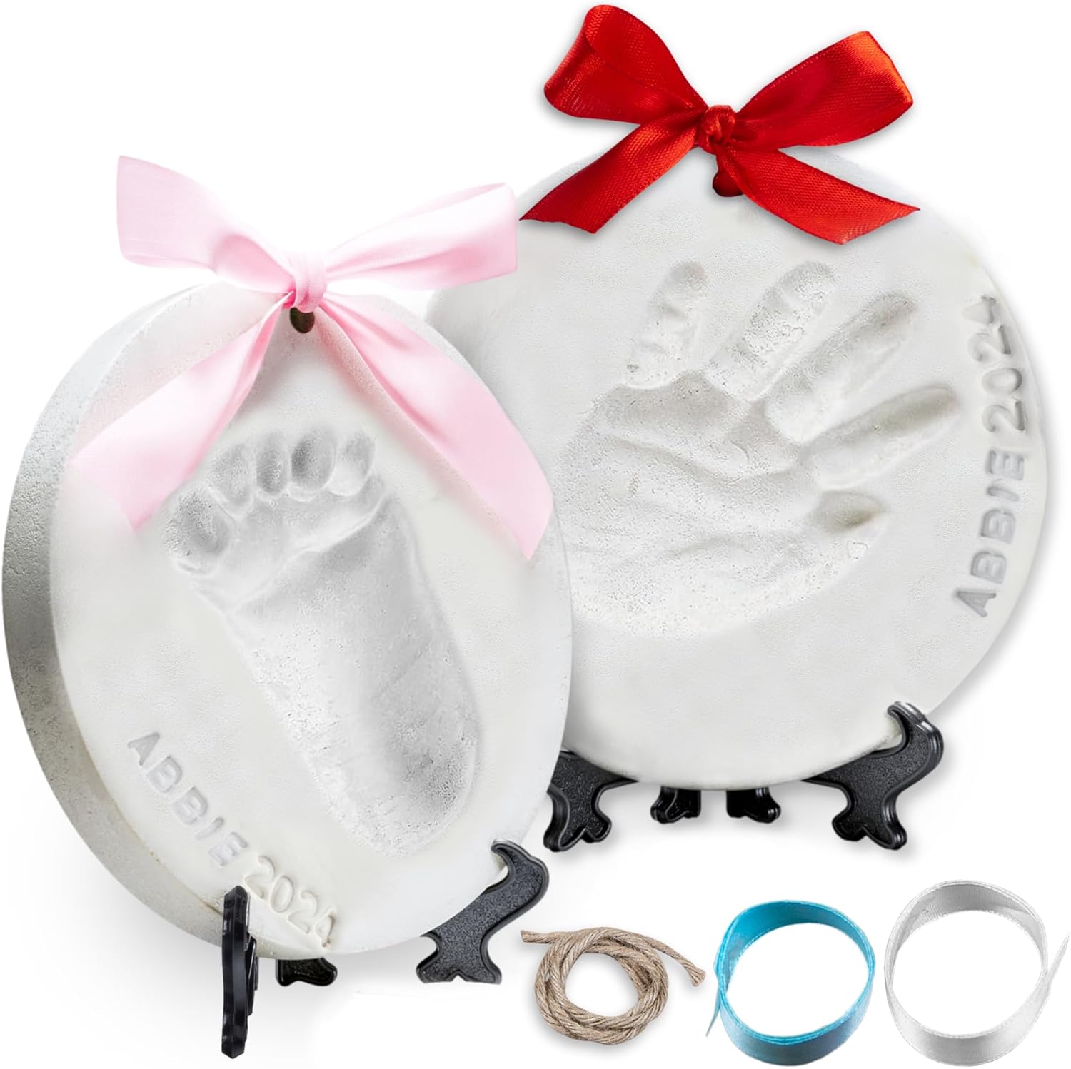 Little Hippo Baby Ornament Keepsake Kit - 2 Easels 4 Ribbons Letters