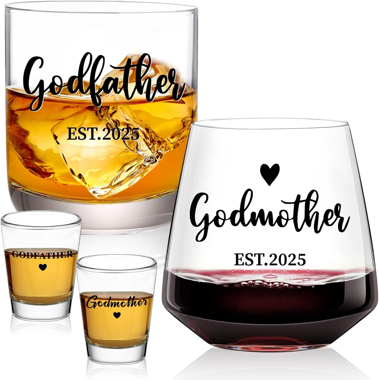 Physkoa Godparents Proposal Glass Set 4 Piece