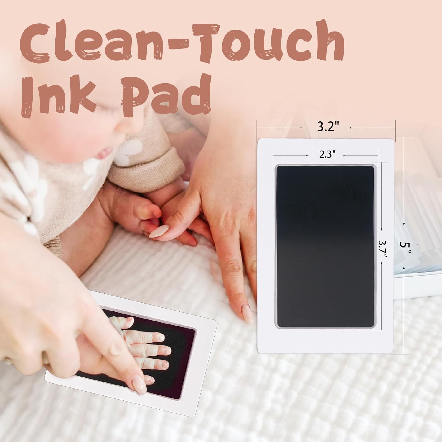 Inkless Baby Hand Footprint Kit with 4 Pads and 12 Cards