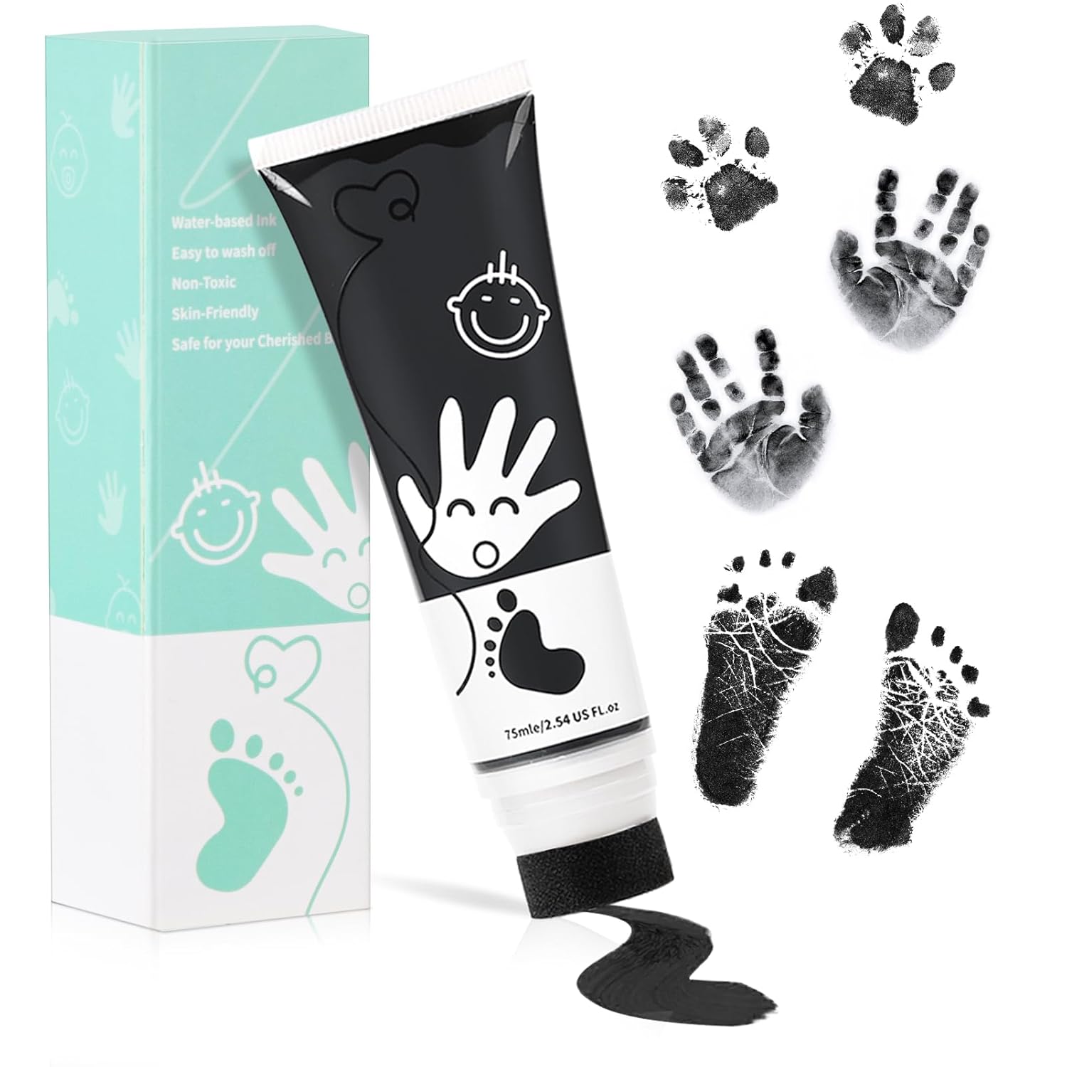 Sortnic 75ml Black Hand Footprint Ink Kit