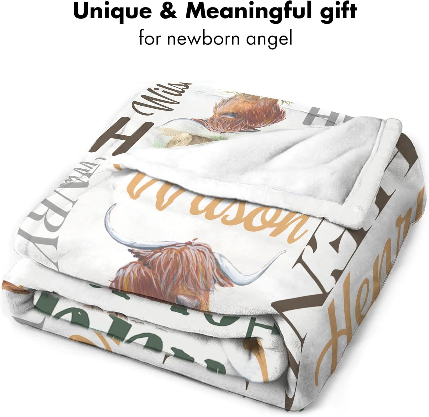 Personalized Cow Print Baby Blanket with Name