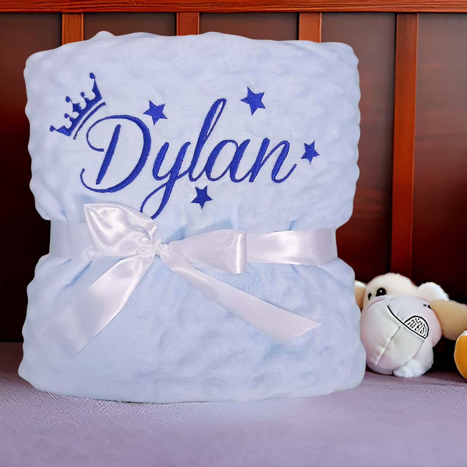 Personalized Baby Blanket for Boys with Name - Ultra Soft Minky Fleece