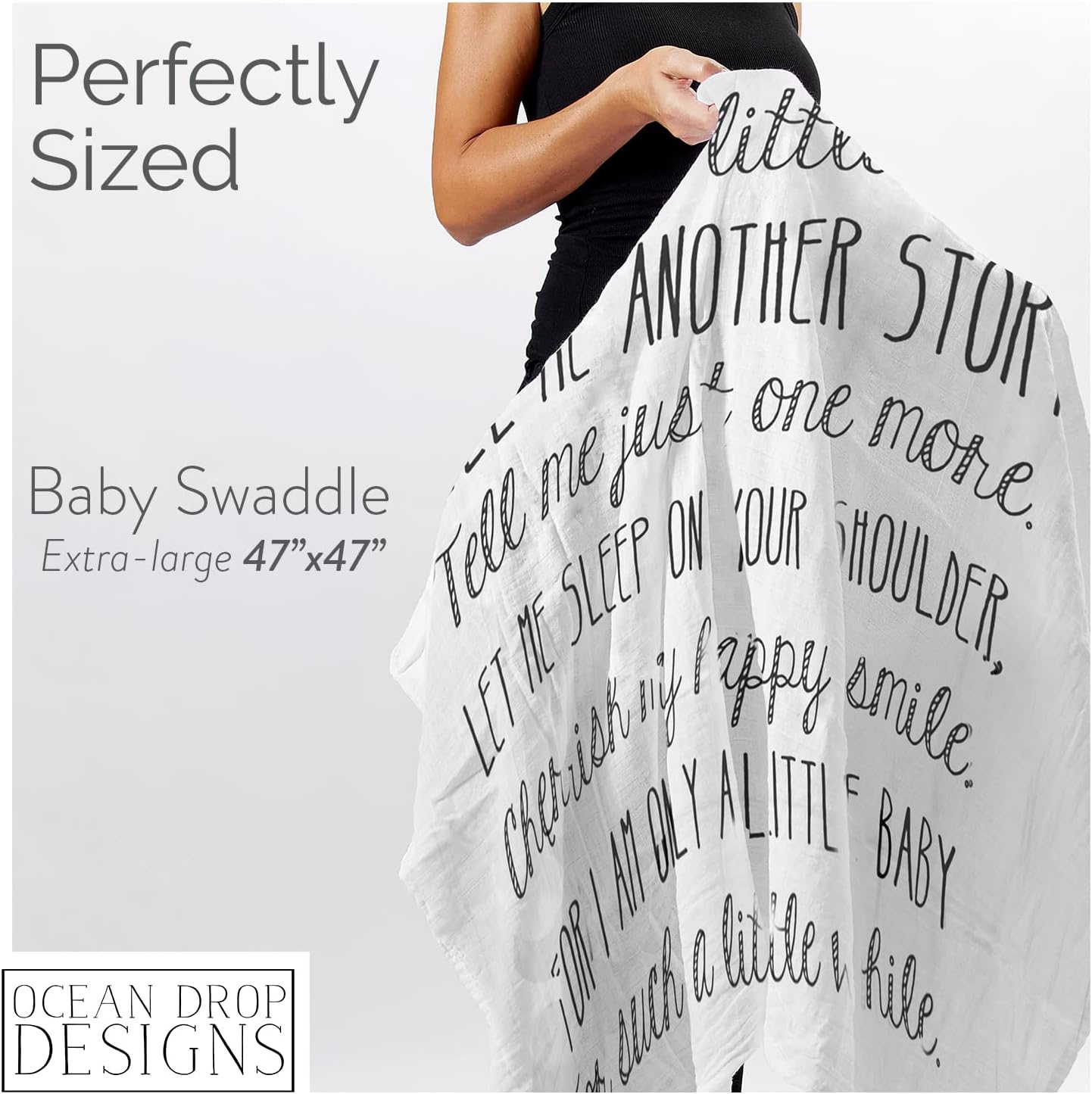 Ocean Drop Designs Muslin Swaddle Blanket - Gender Neutral Baby Gift 1