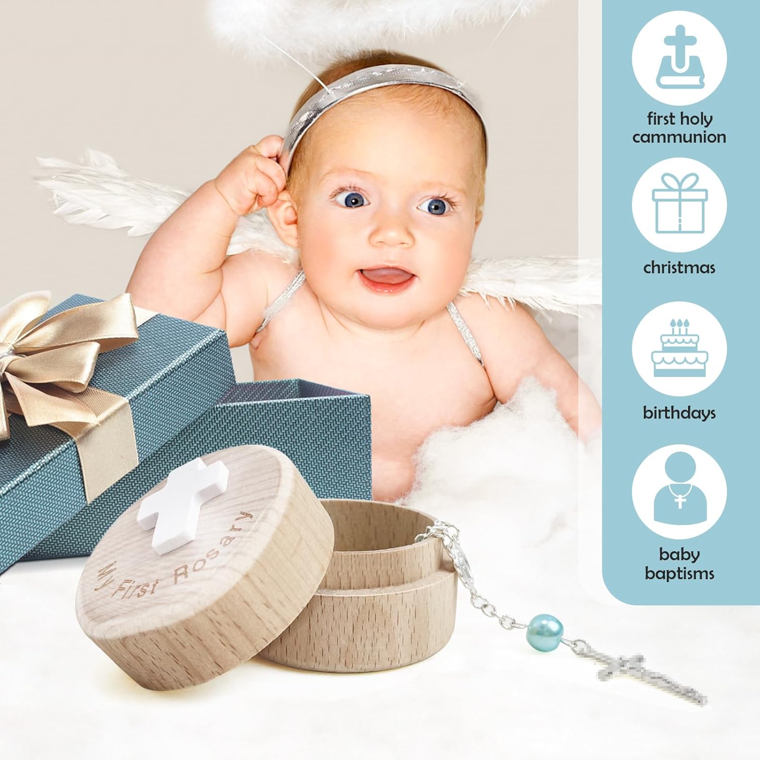 TBTFW My First Rosary Baptism Keepsake Box for Boys
