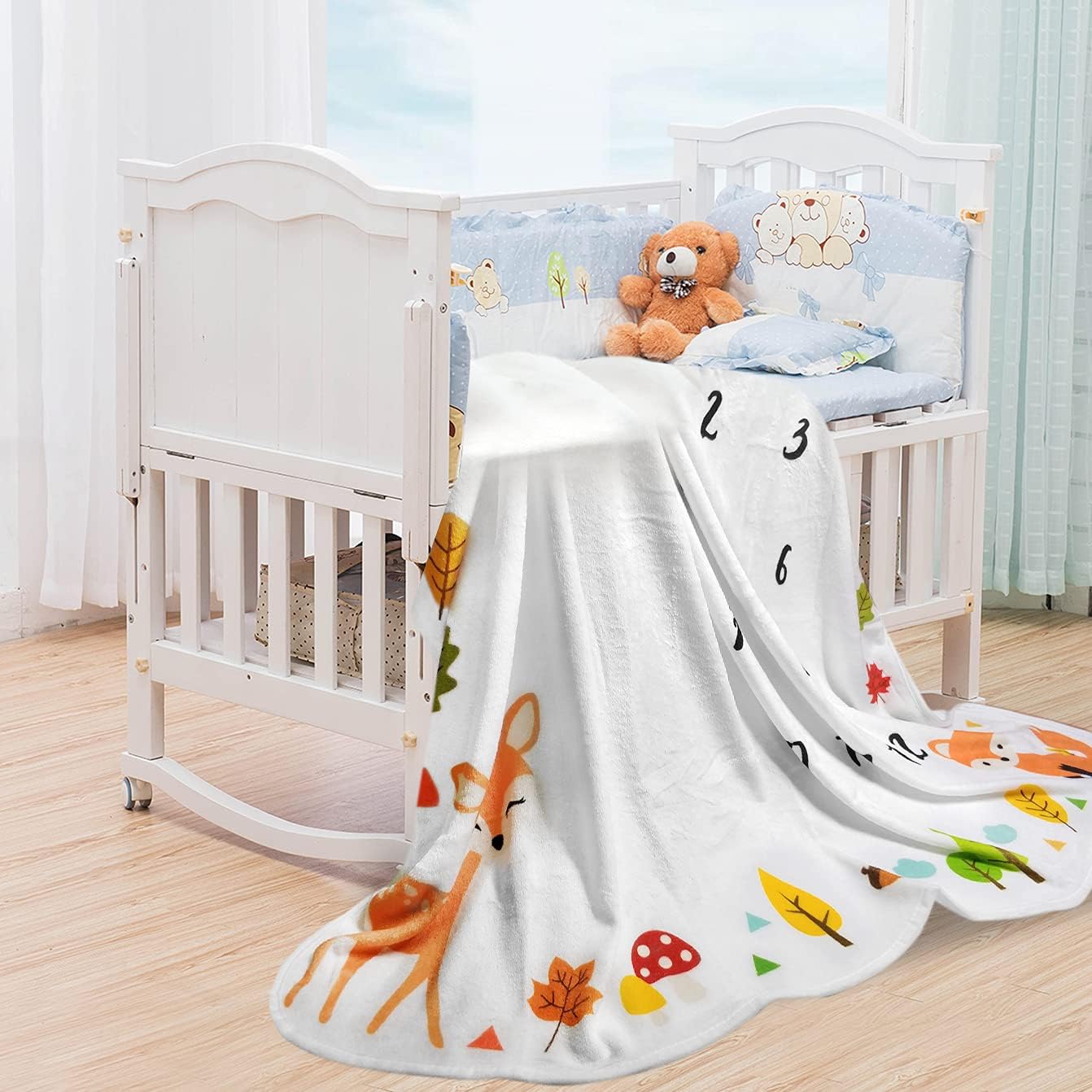 Tebaby Baby Monthly Milestone Blanket - 51x40 Inch Unisex Growth Chart Blanket