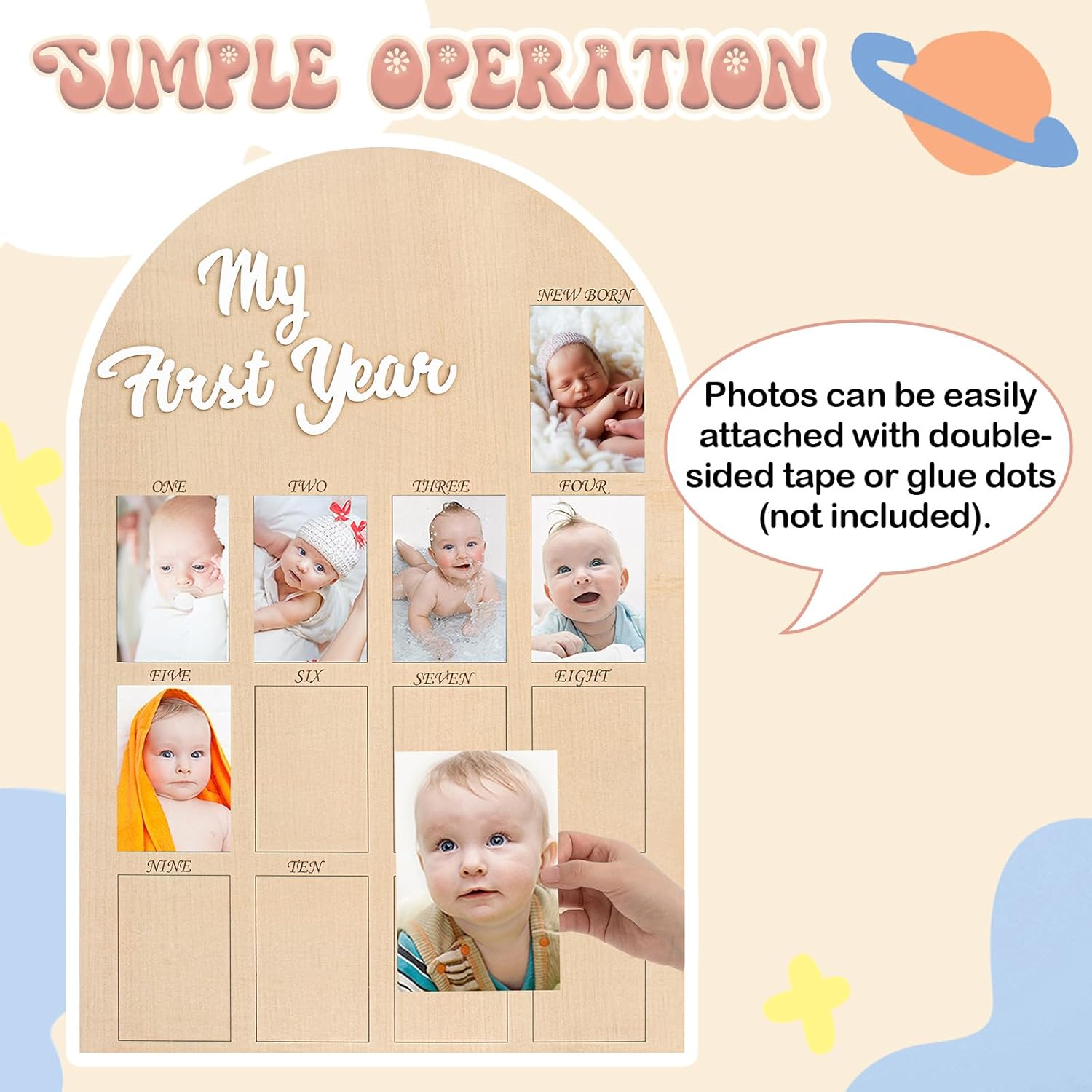 Kritkin 1st Birthday Wooden Photo Board 33x22 Inch