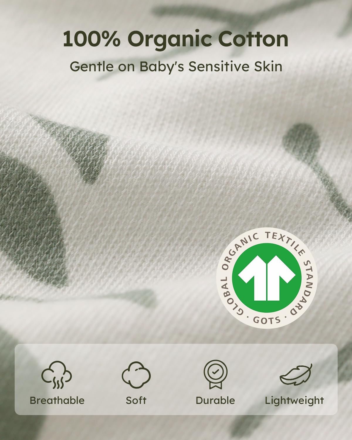 Yoofoss 6-12 Months Sleep Sack 3 Pack Organic Cotton 2-Way Zipper