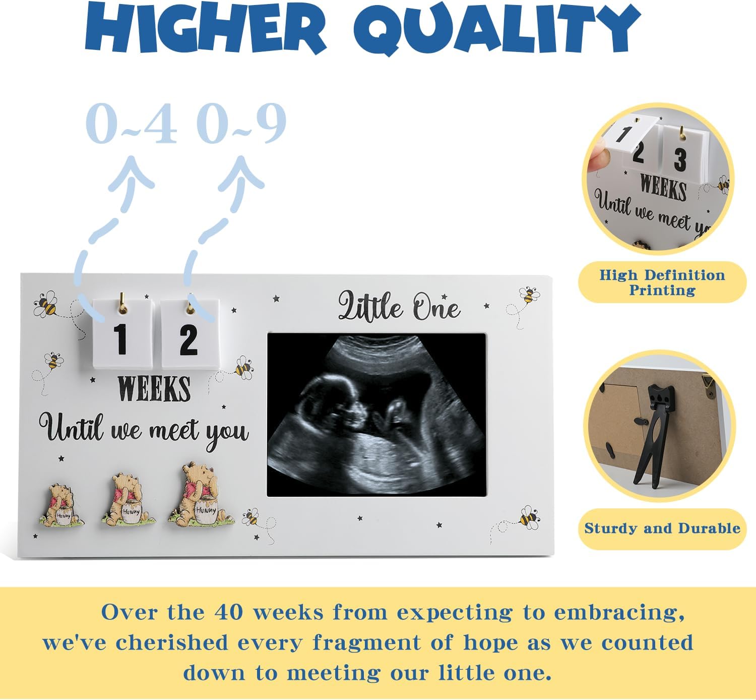 CORODER Cute Bear Ultrasound Frame with Baby Countdown