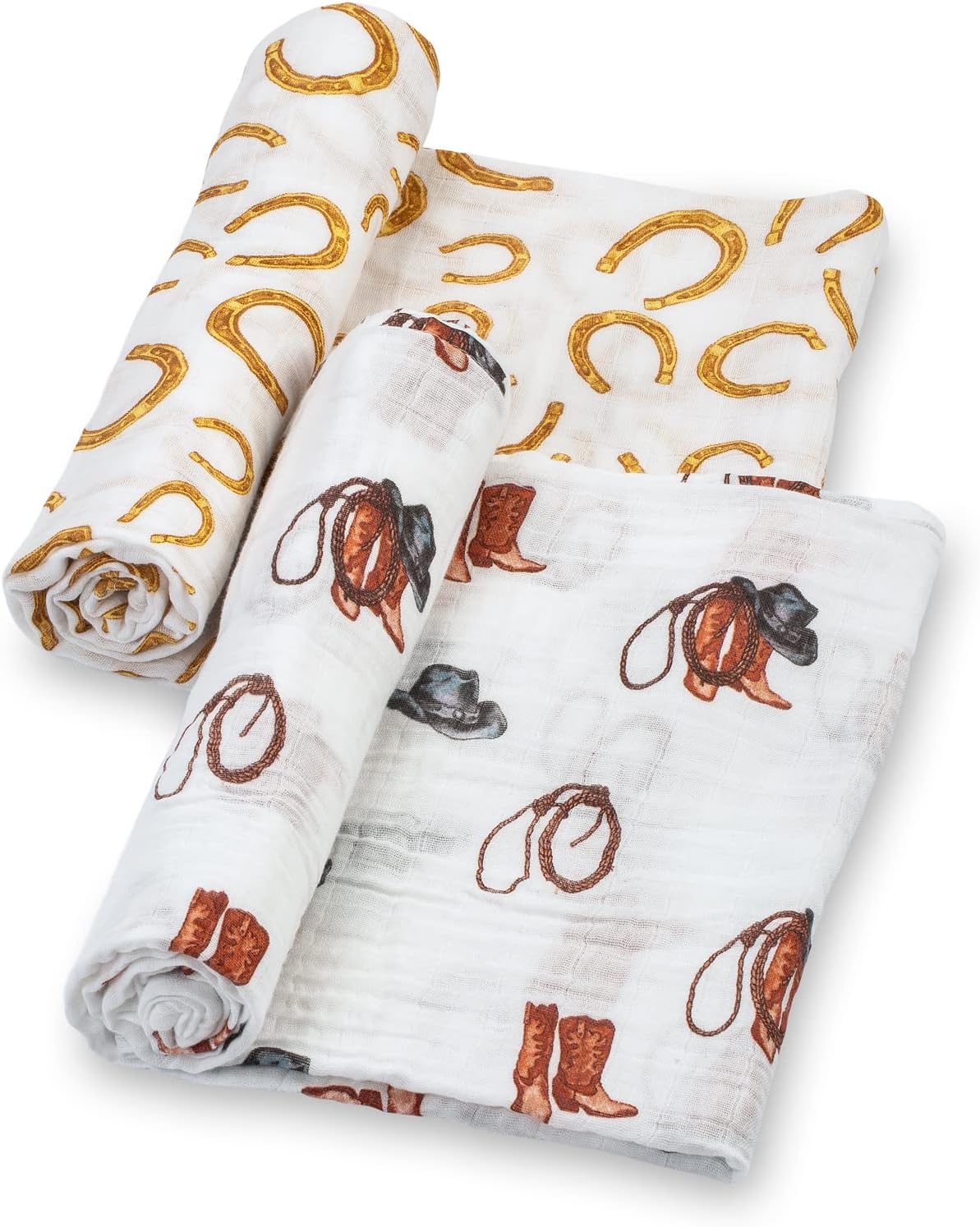 LollyBanks Cowboy Horseshoe Swaddle Blankets 2 Pack