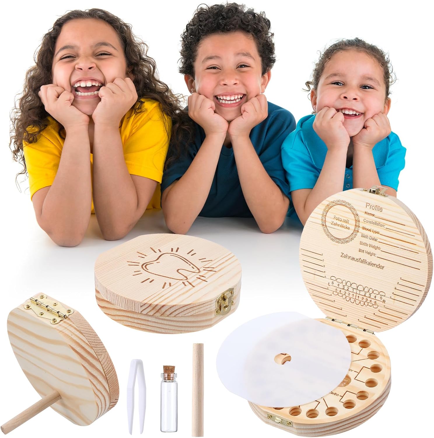 Baby Tooth Fairy Box Wooden Keepsake Organizer