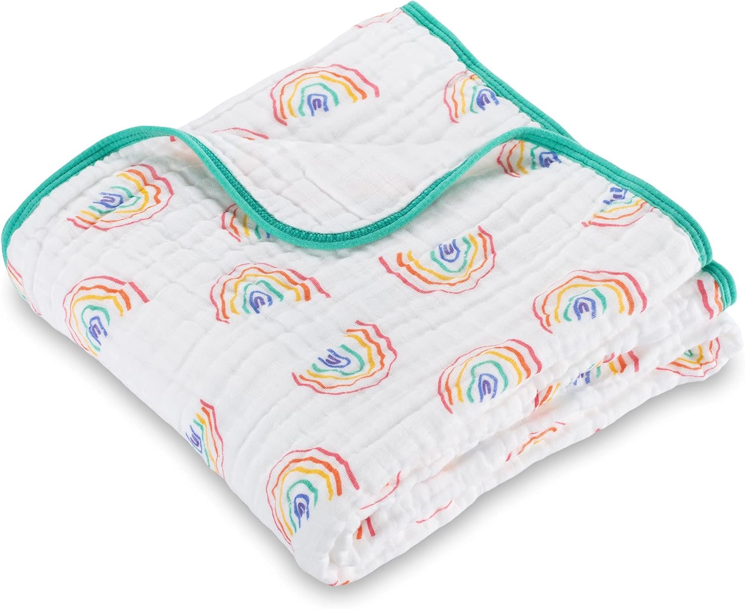 LollyBanks Muslin Blanket Rainbow Print 47x47 Inches 6 Layers