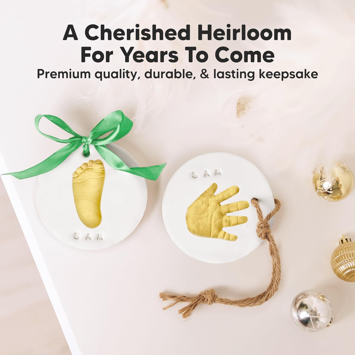 KeaBabies Baby Footprint Ornament Kit for Girls and Boys