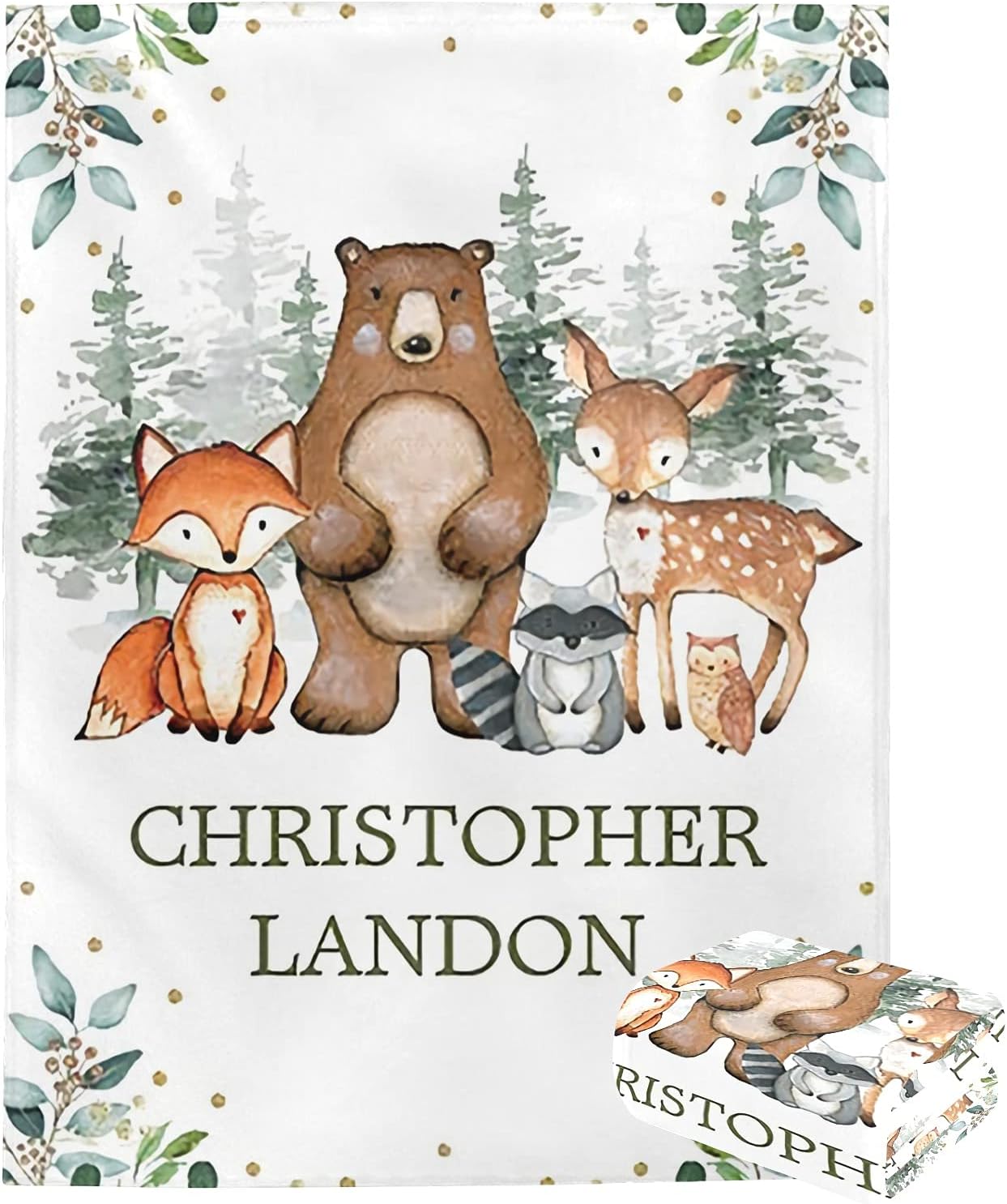 Personalized Baby Blanket with Name and Animals