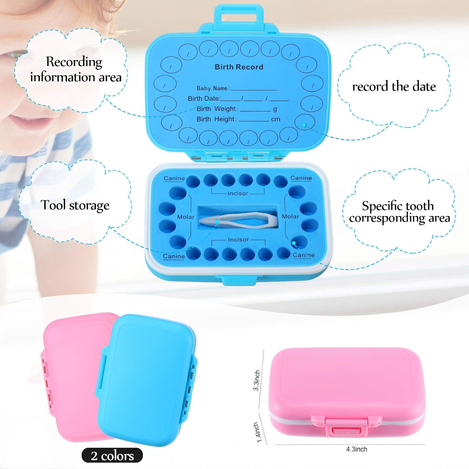 Patelai 2 Pack Baby Keepsake Tooth Box