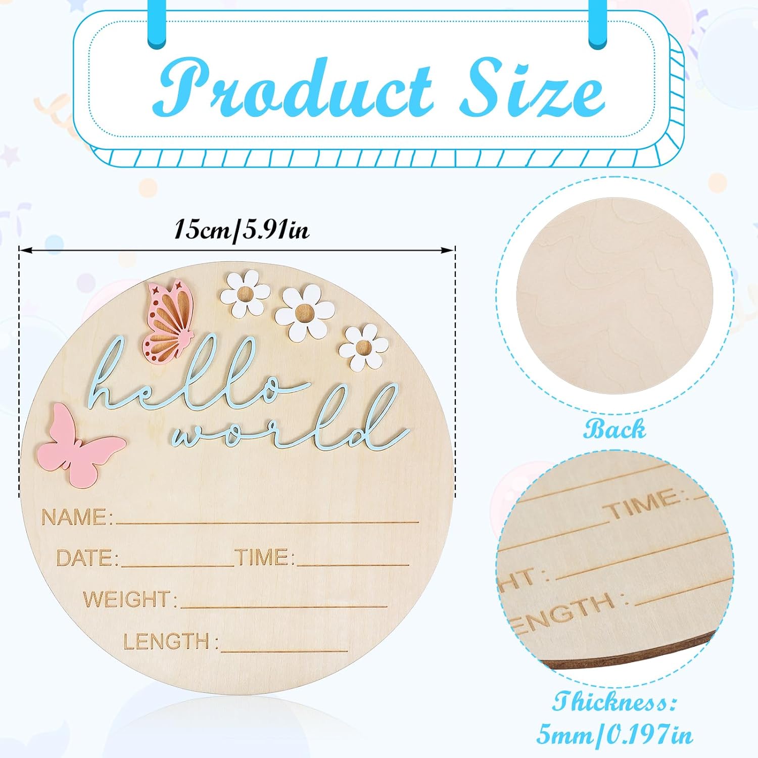 Hello World Newborn Sign 59 Inch Wooden Wall Plaque