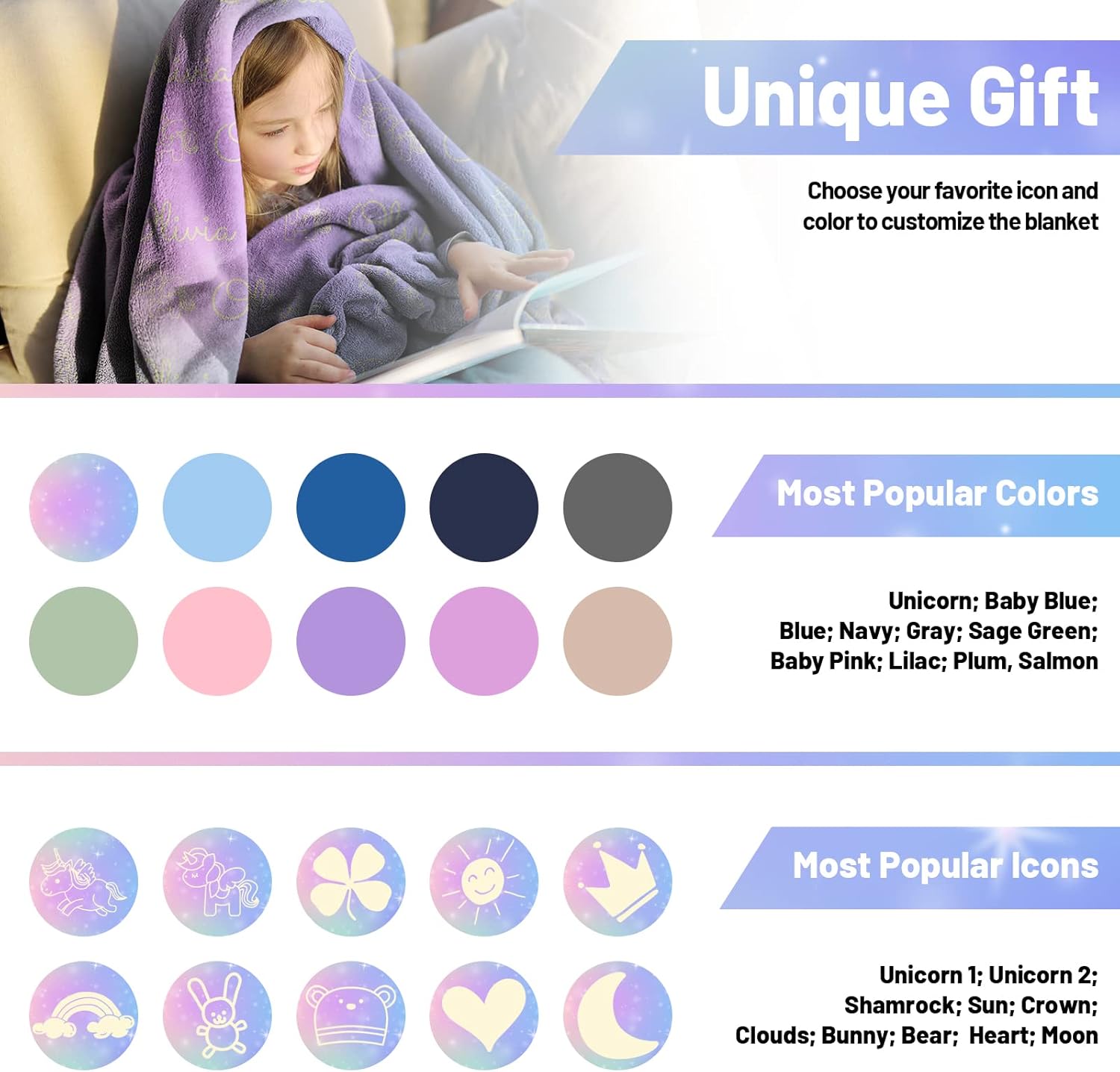 Personalized Name Blanket for Baby Kids More