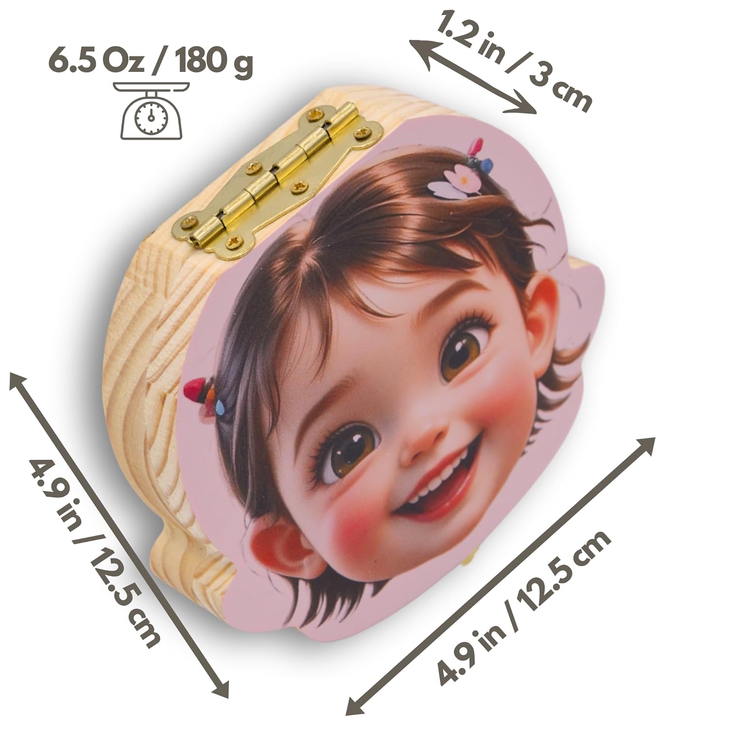 Personalized Wooden Baby Tooth Fairy Keepsake Box with Lanugo Bottle 1