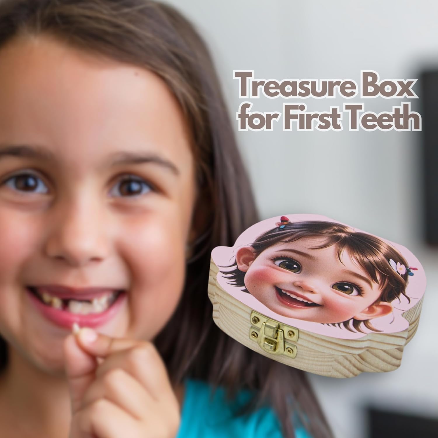 Personalized Wooden Baby Tooth Fairy Keepsake Box with Lanugo Bottle 1