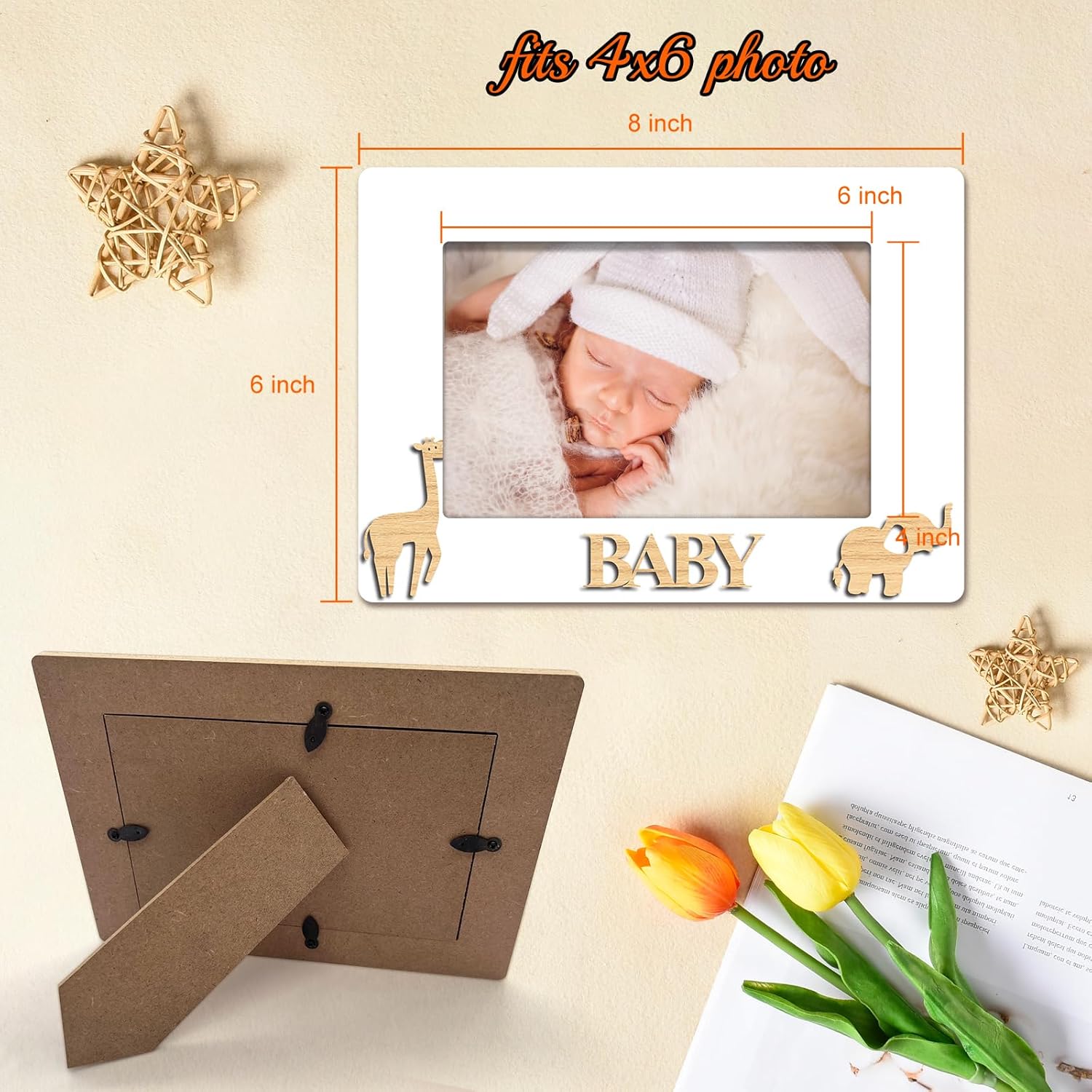 OXEDP Baby Memories Picture Frame with Giraffe Elephant Design 1