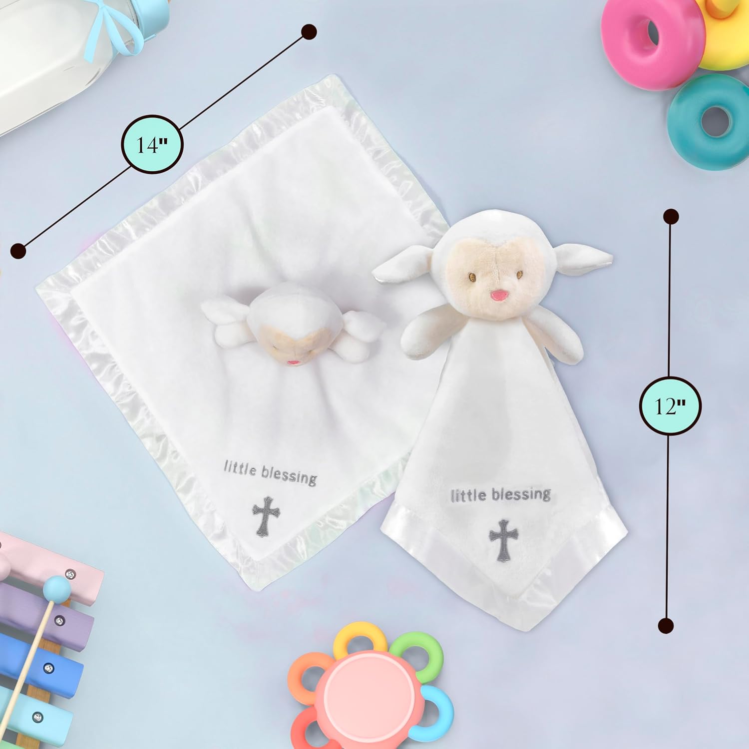 TRANQUIL KIDDO Lamb Lovey - Baptism Gift for Baby 14 inch