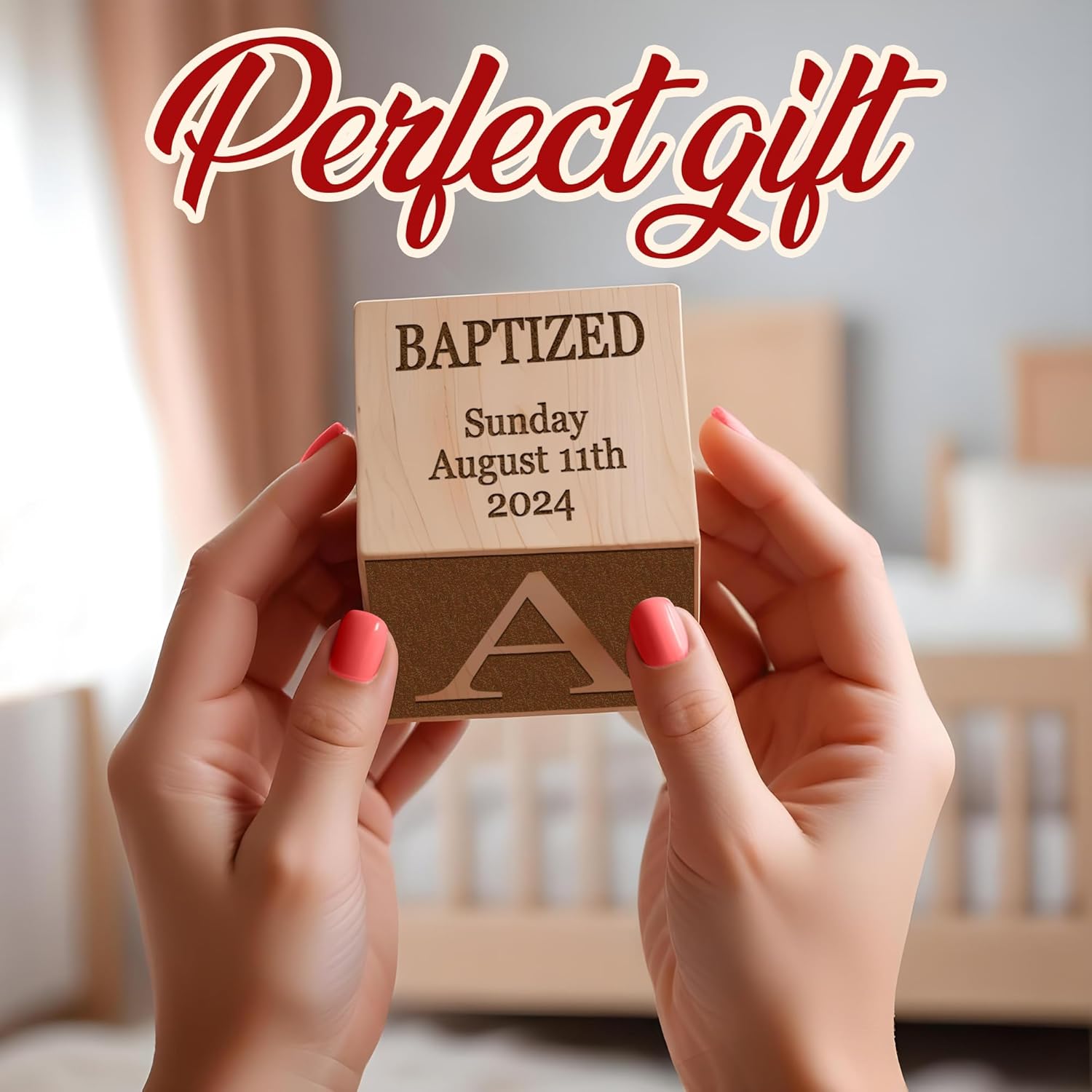 Custom Laser Engraved Baby Baptism Wood Block