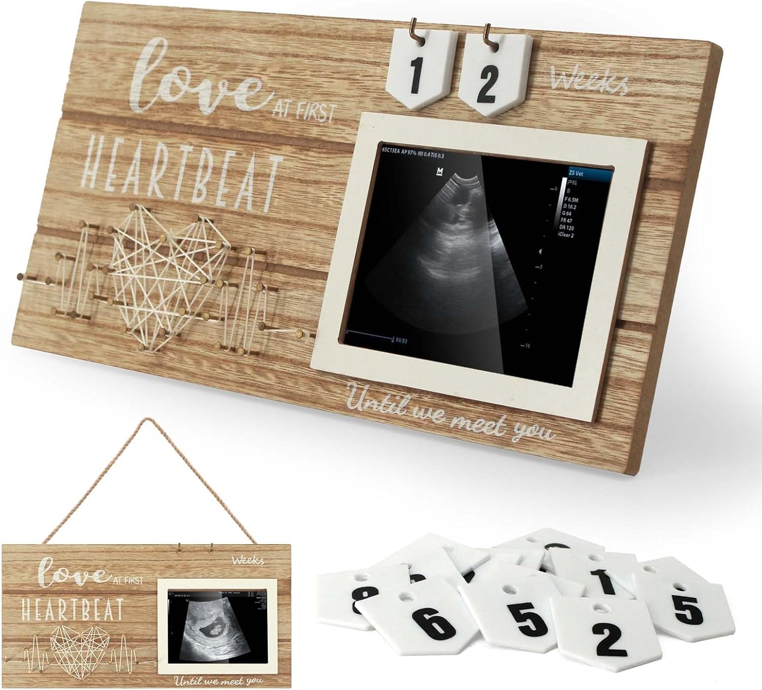KAIOTYA Baby Sonogram Picture Frame with Countdown and ECG Symbol