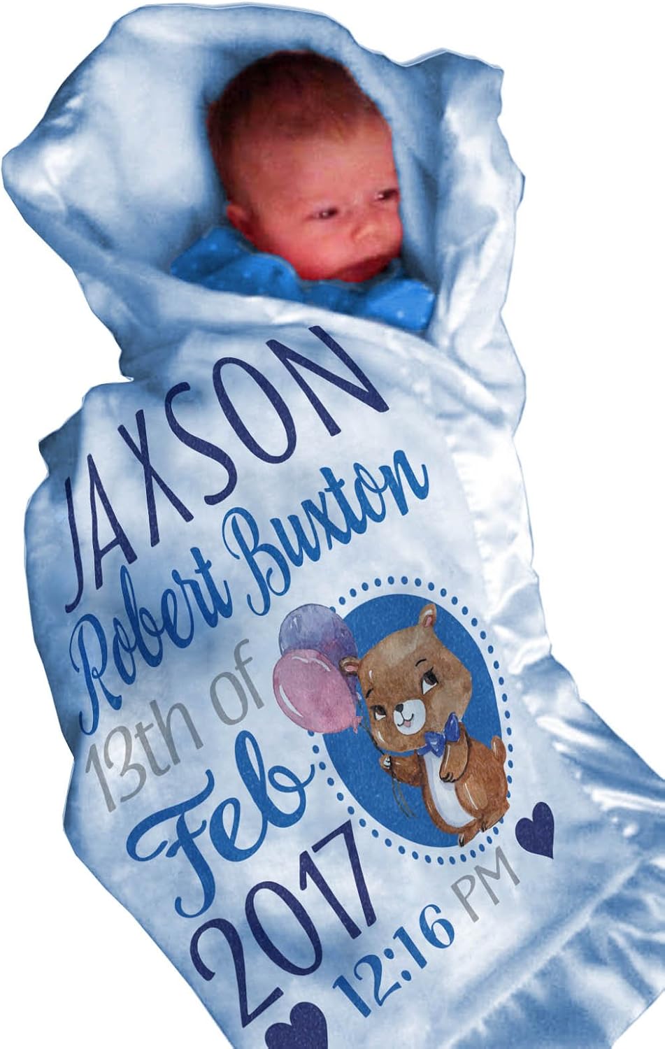 Personalized Baby Blanket for Boys with Name Birth Stats