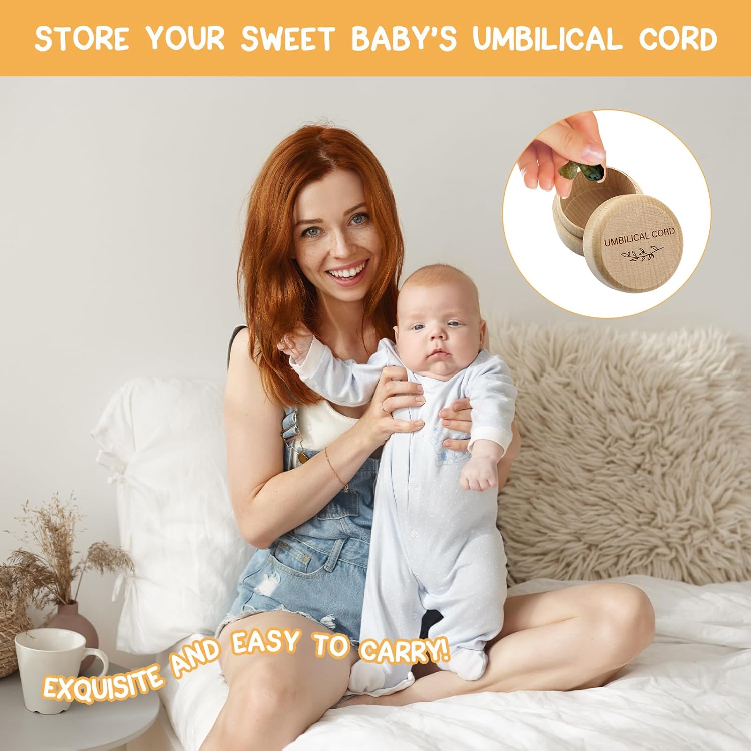 Wooden Baby Fetal Hair Memorial Box with Engraving