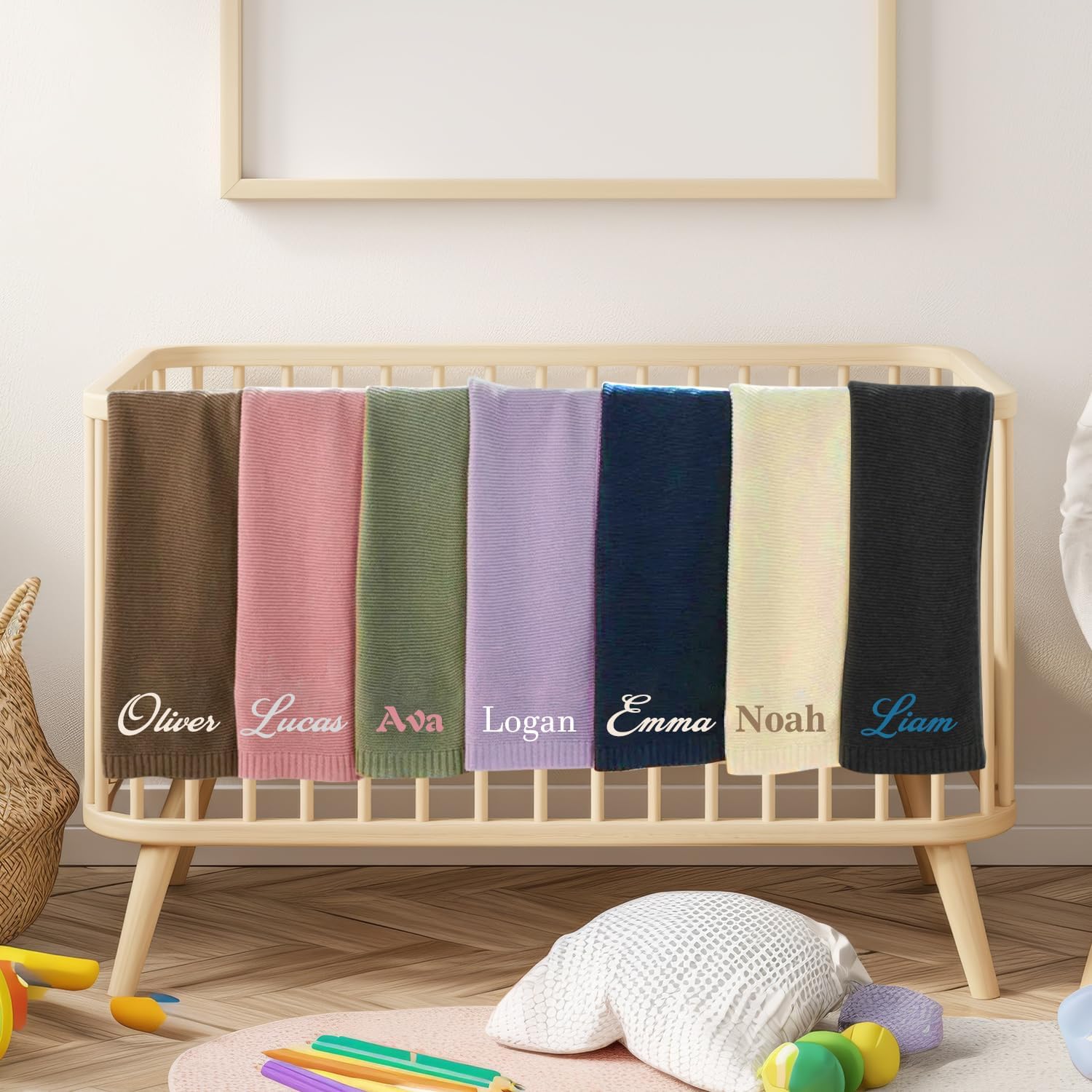 Personalized Baby Blanket with Name - Custom Embroidered Knit Blanket