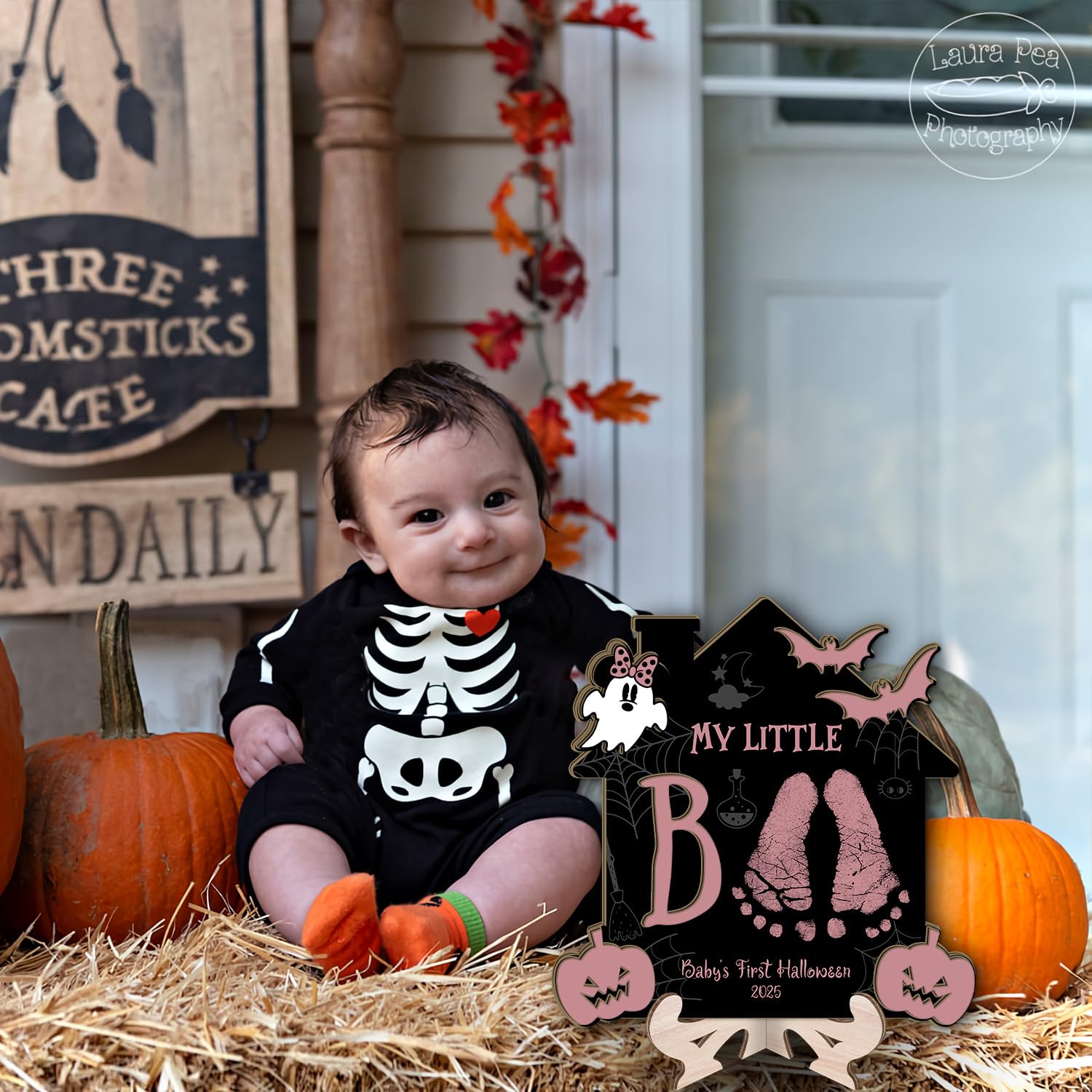 DIY Halloween Footprint Wooden Sign Baby Keepsake Decor
