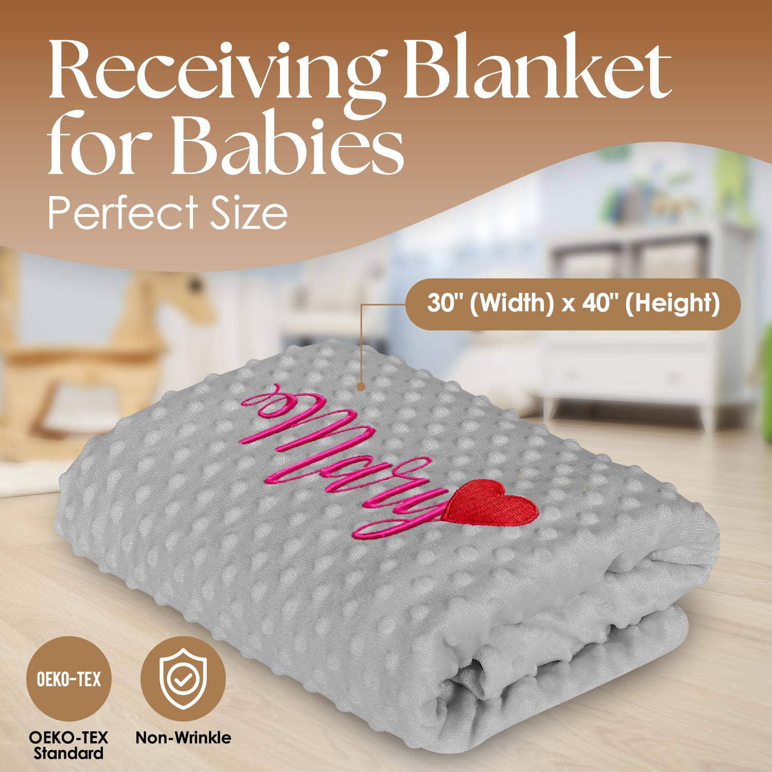 Personalized Newborn Swaddle Blanket with Name Date