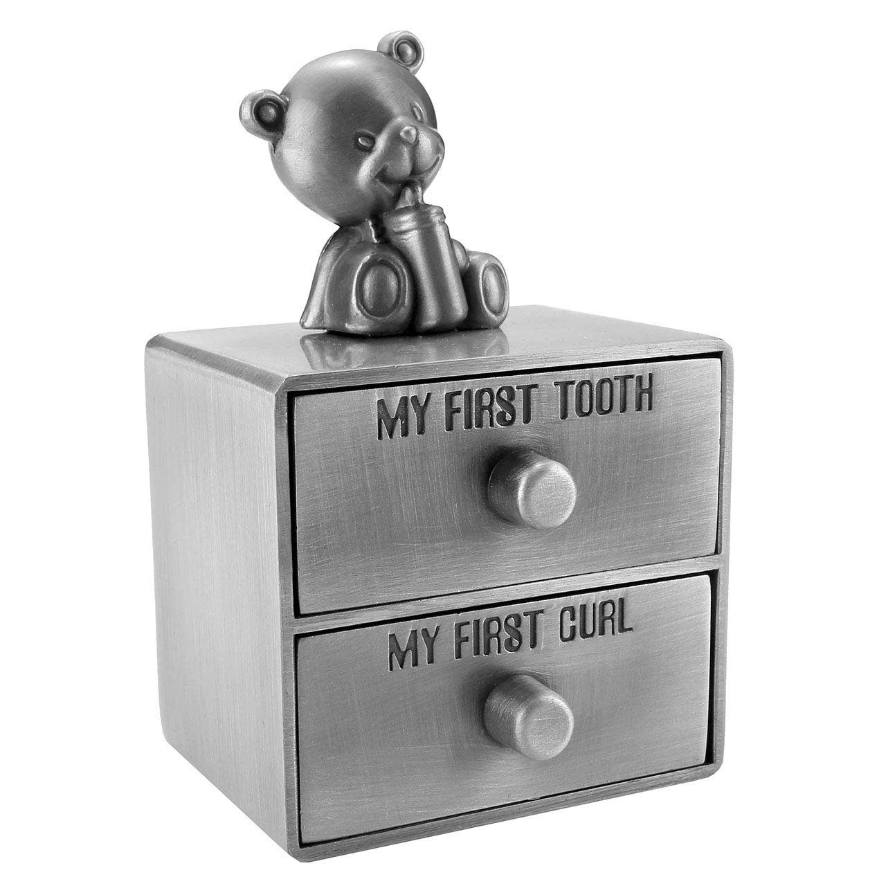 Mogoko Silver Tooth Box Baby First Tooth and Curl Keepsake Box Set