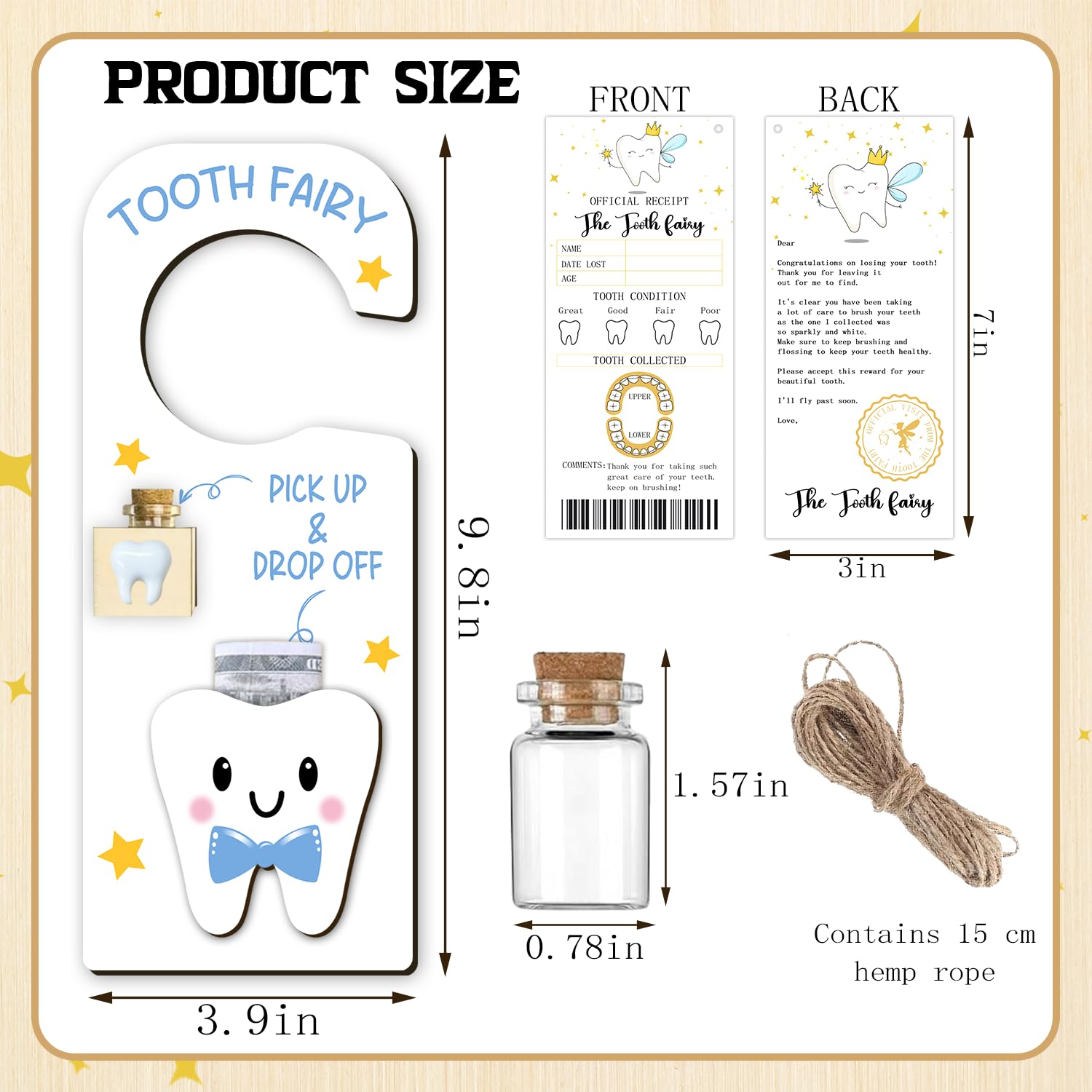 Wuguimeii 3Pcs Tooth Fairy Kit - Magical Lost Teeth Gifts