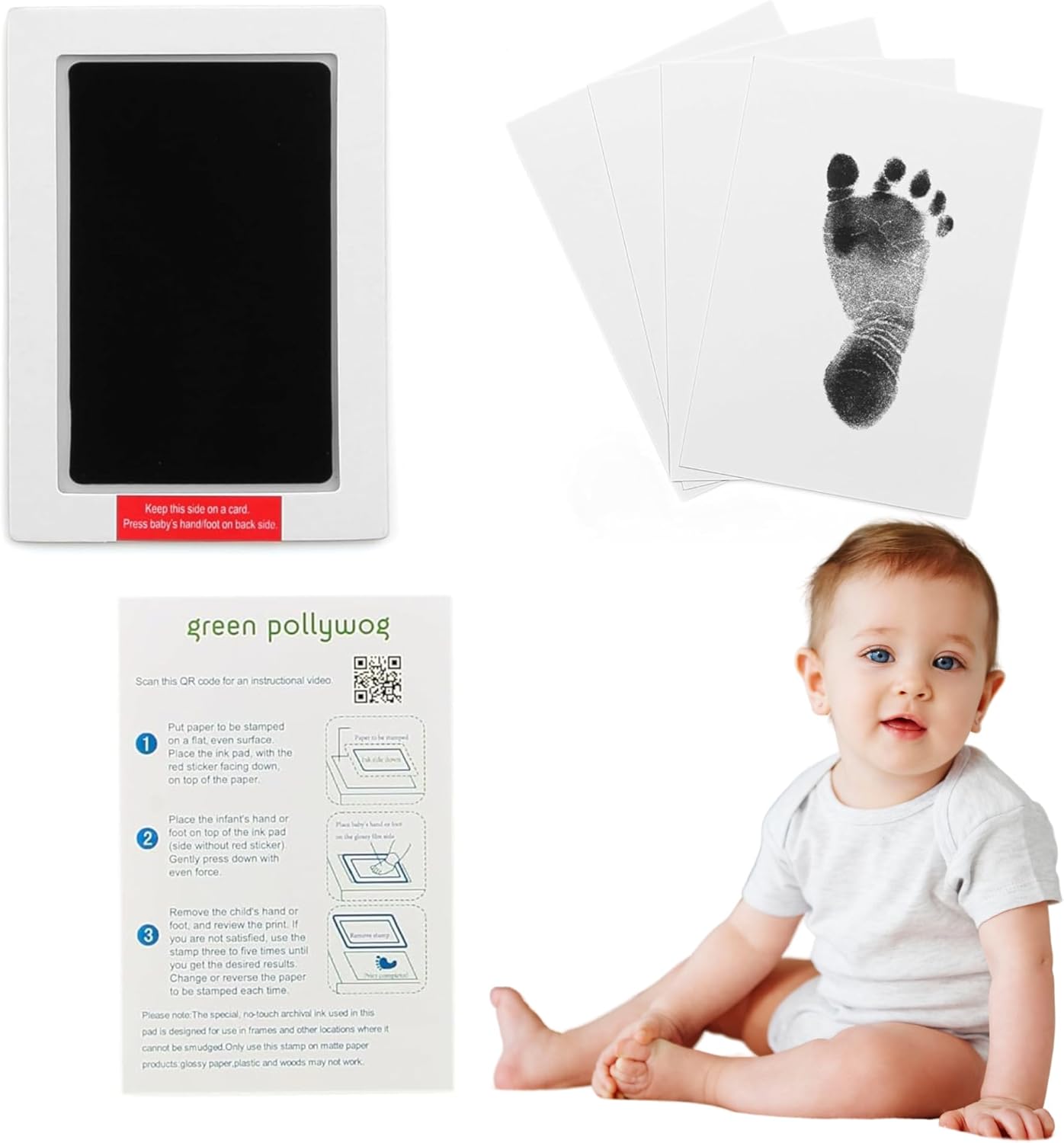 Green Pollywog Inkless Pad for Baby Dog Prints