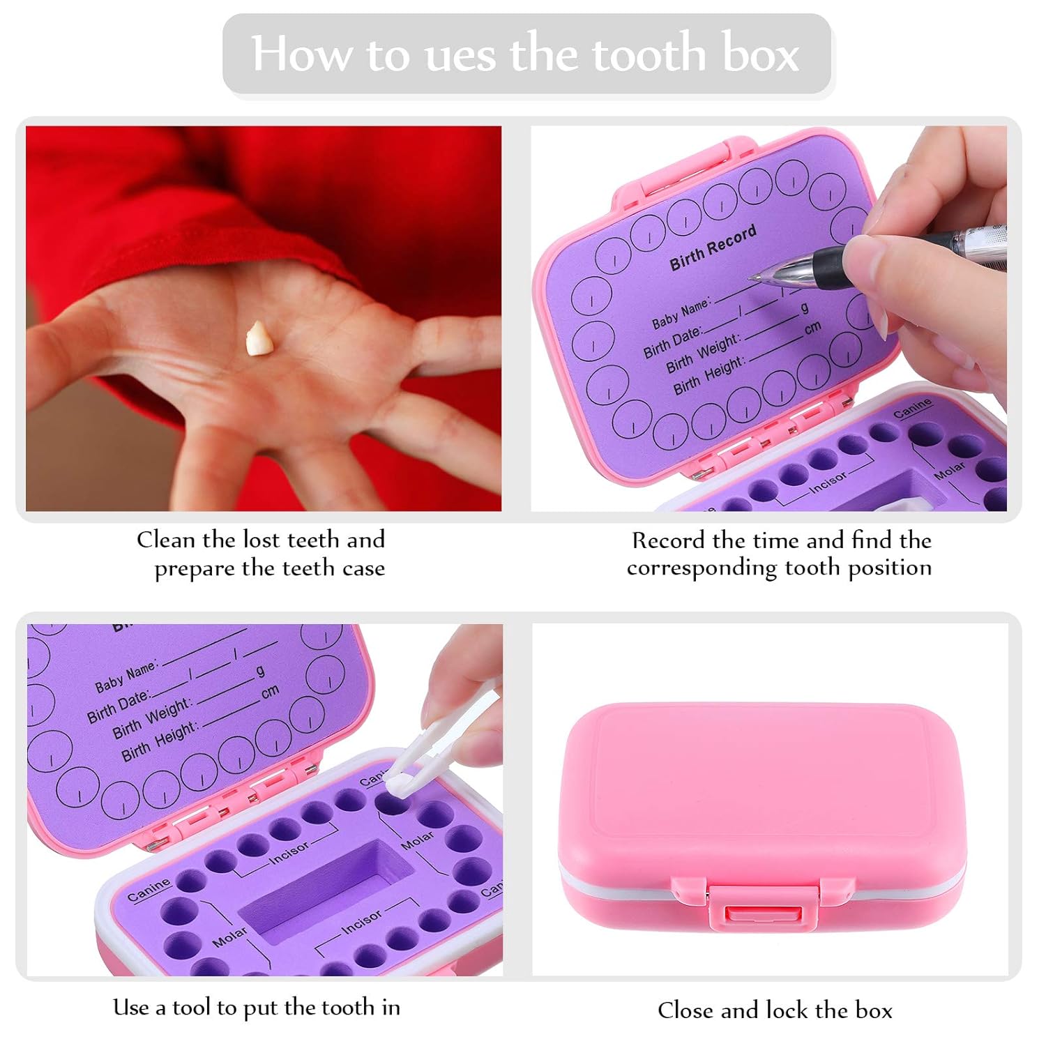 Patelai 2 Pack Baby Keepsake Tooth Box