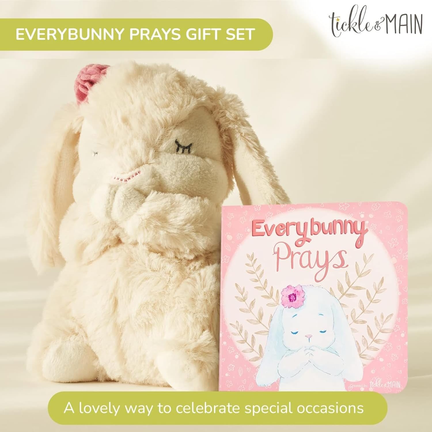 Tickle Main Bunny Stuffed Animal Musical Toy - Pink 7 in