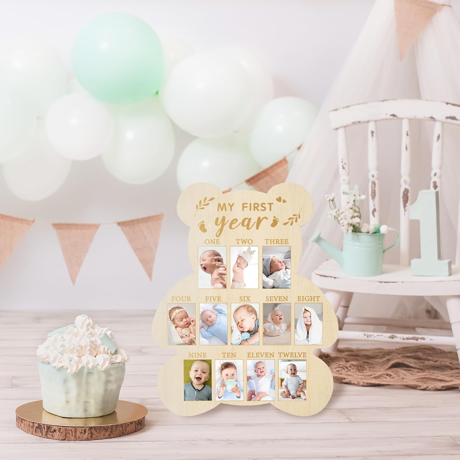 R HORSE 12 Months Milestone Photo Frame Bear Shape