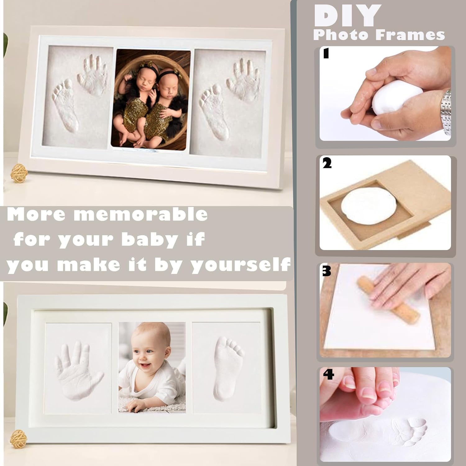 Pivza Inkless Newborn Hand Footprint Kit - Baby Paw Print Gift 1