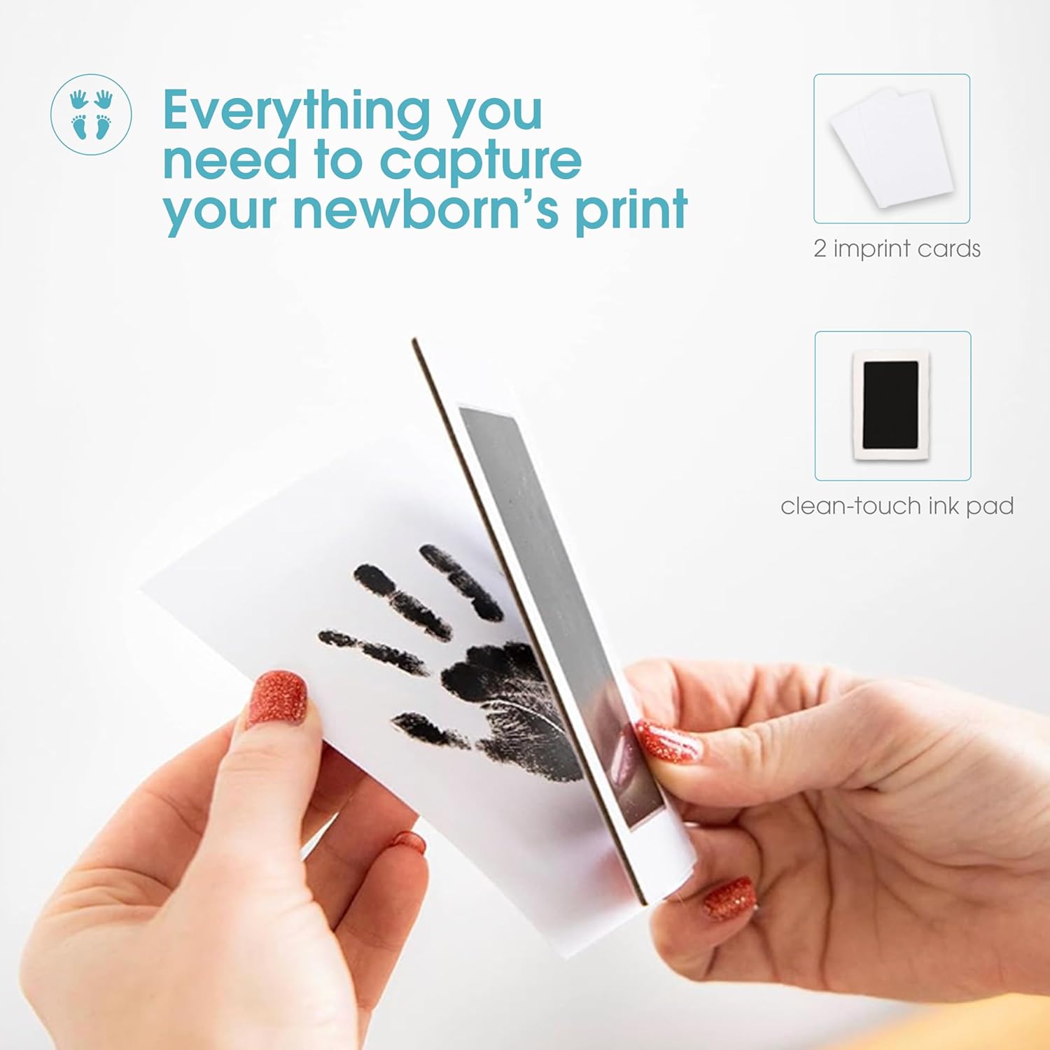 Pearhead Newborn Baby Ink Pad Kit - Mess-Free Safe