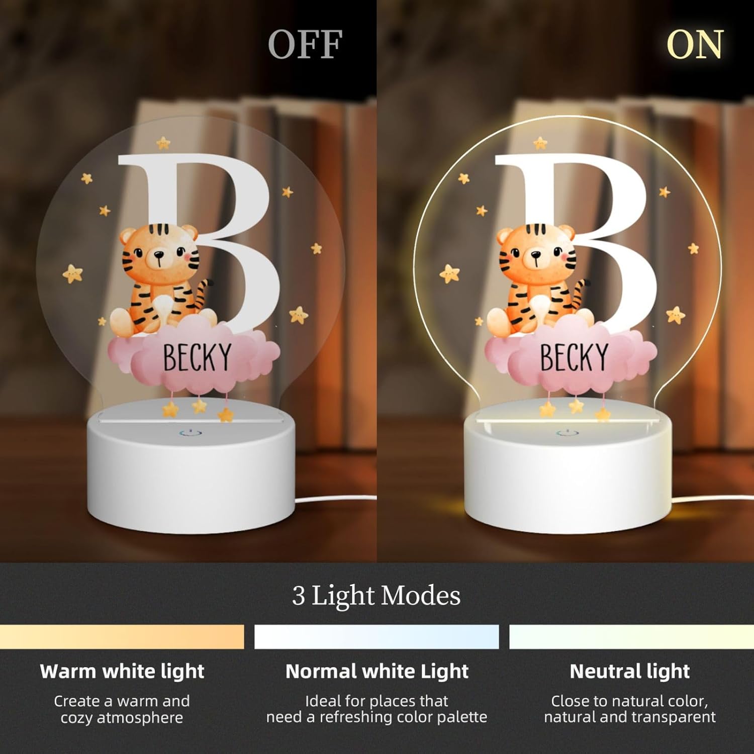 Personalized Forest Animal Night Light for Kids